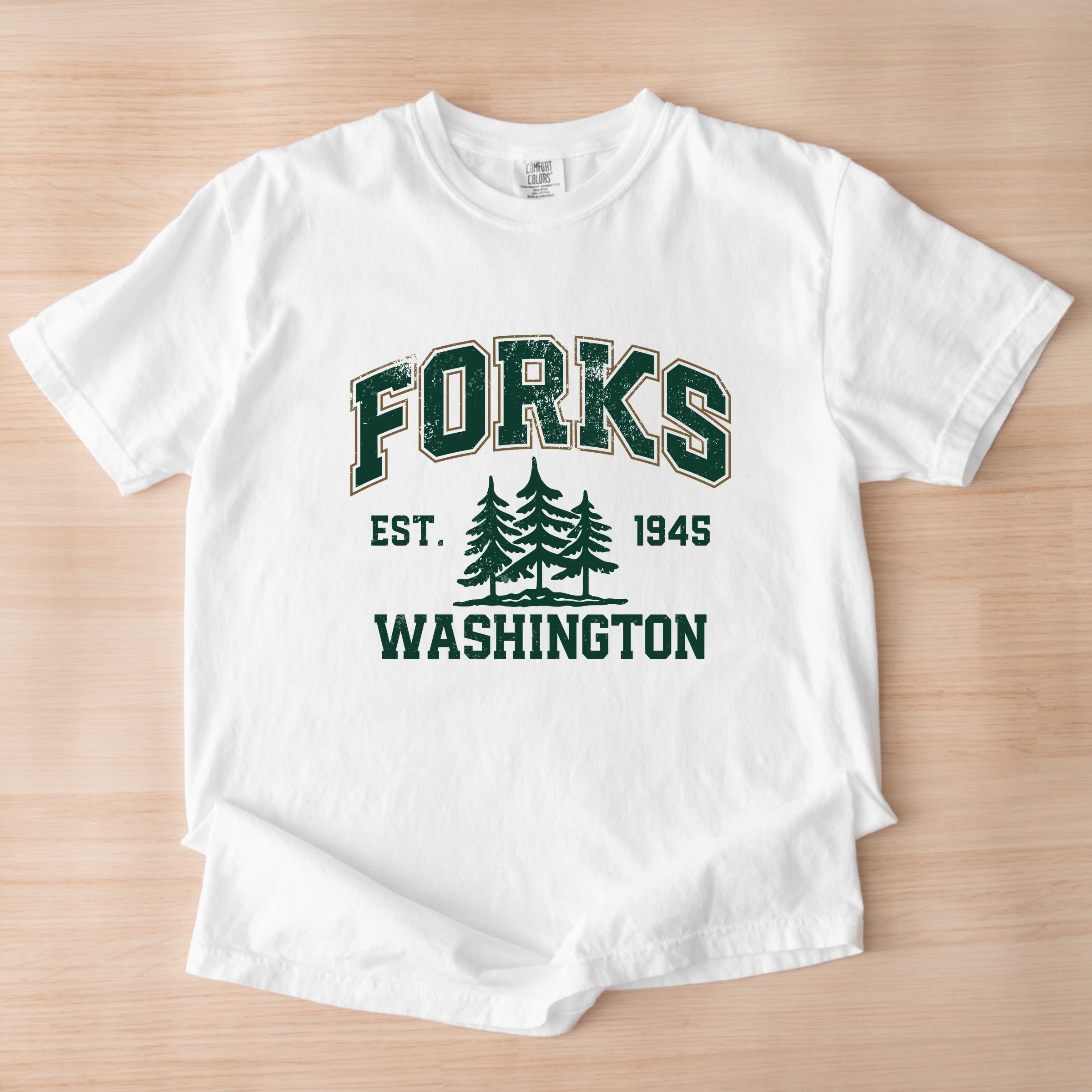 Forks Washington Distressed - Women's Garment Dyed Graphic T-Shirt