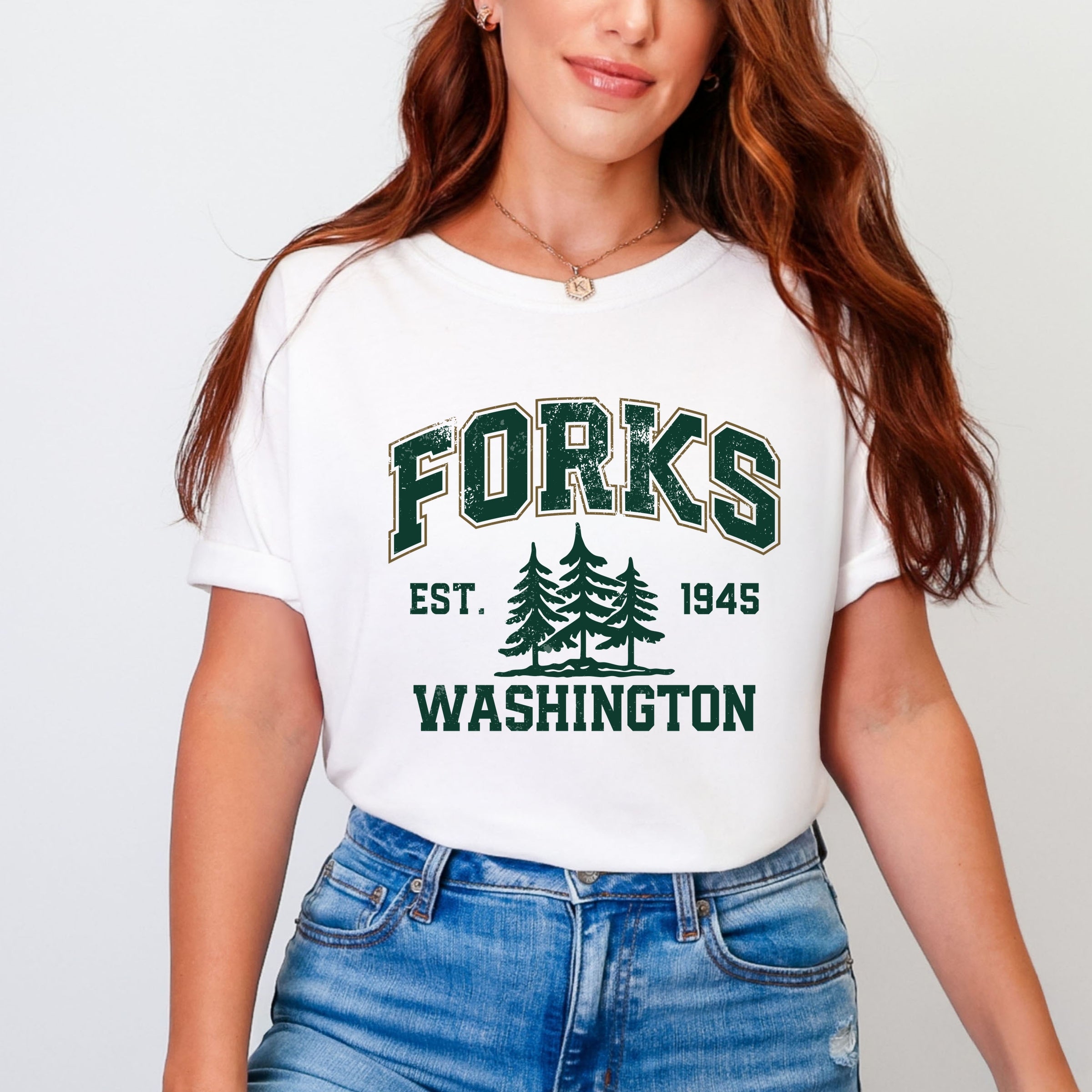 Forks Washington Distressed - Women's Garment Dyed Graphic T-Shirt