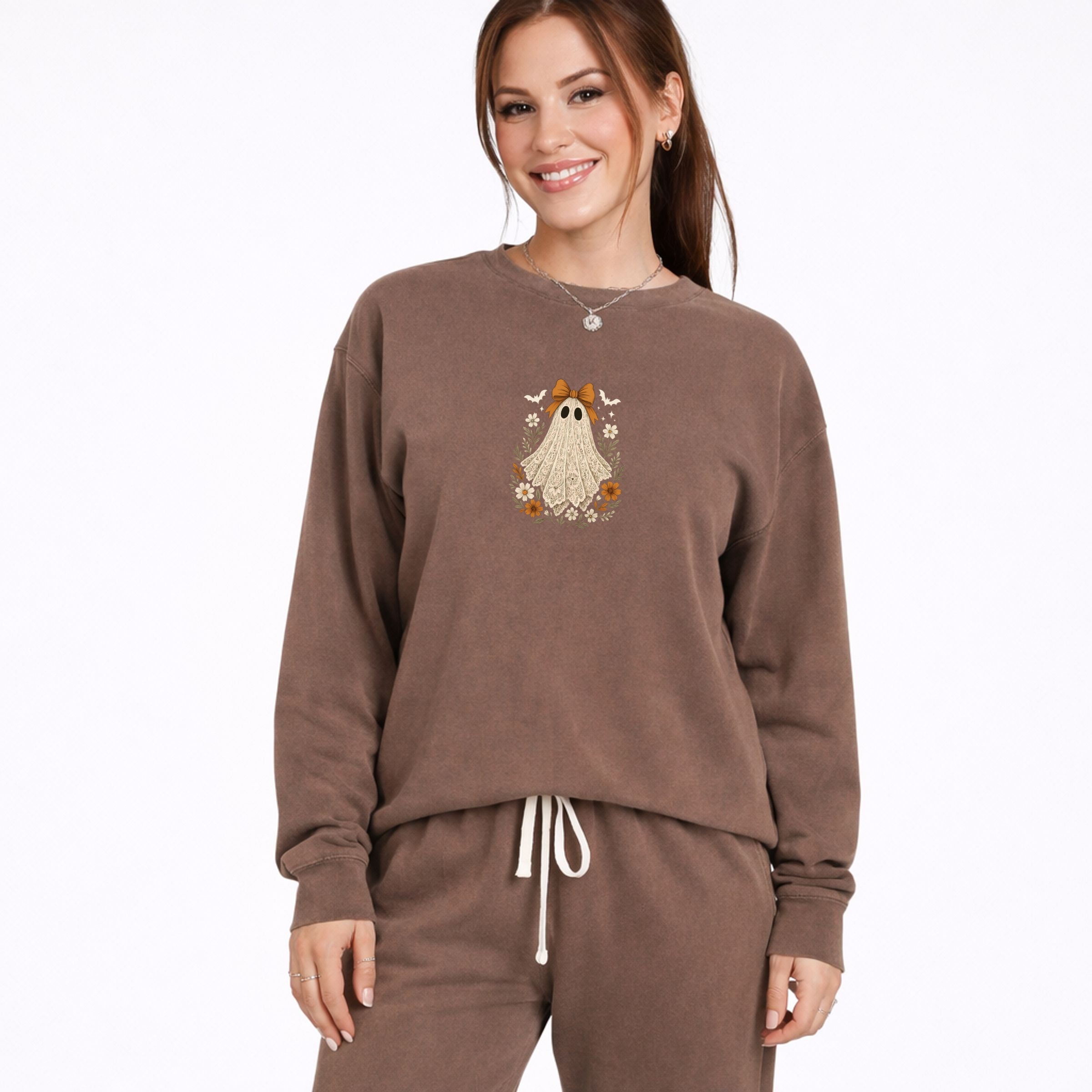 Coquette Lace Ghost  - Women's Lightweight Garment Dyed Sweatshirt