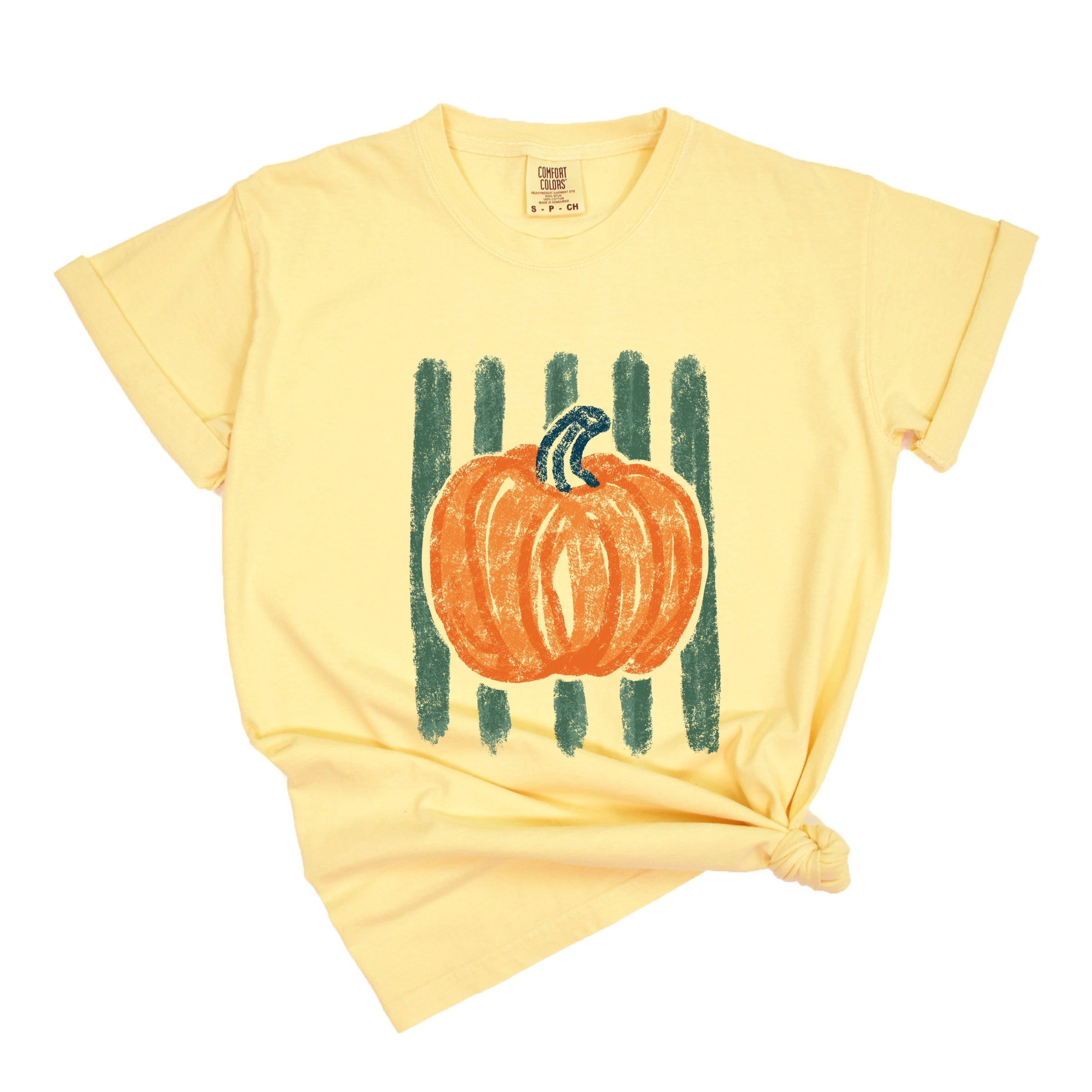Pumpkin Stripes Distressed - Women's Garment Dyed Graphic T-Shirt