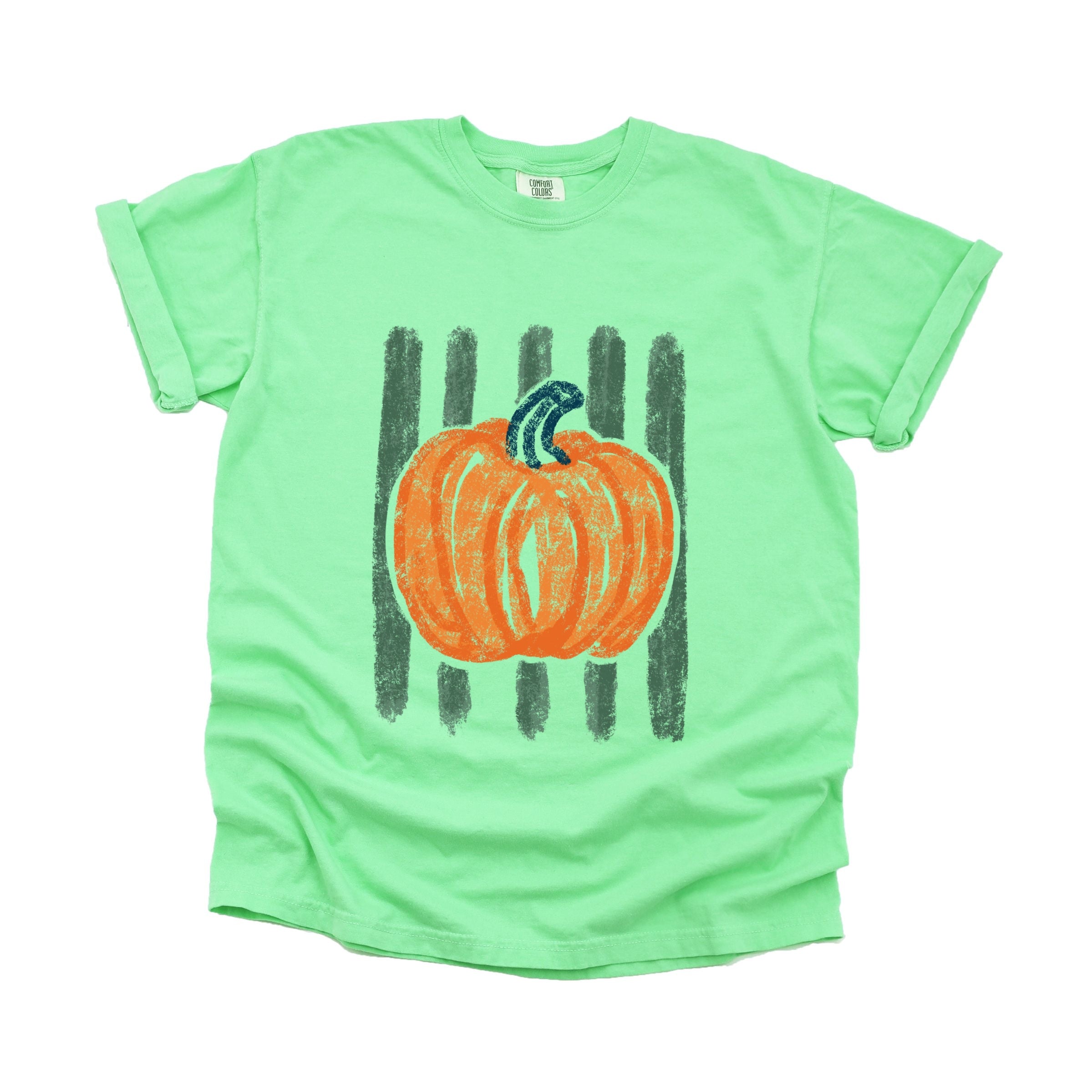 Pumpkin Stripes Distressed - Women's Garment Dyed Graphic T-Shirt