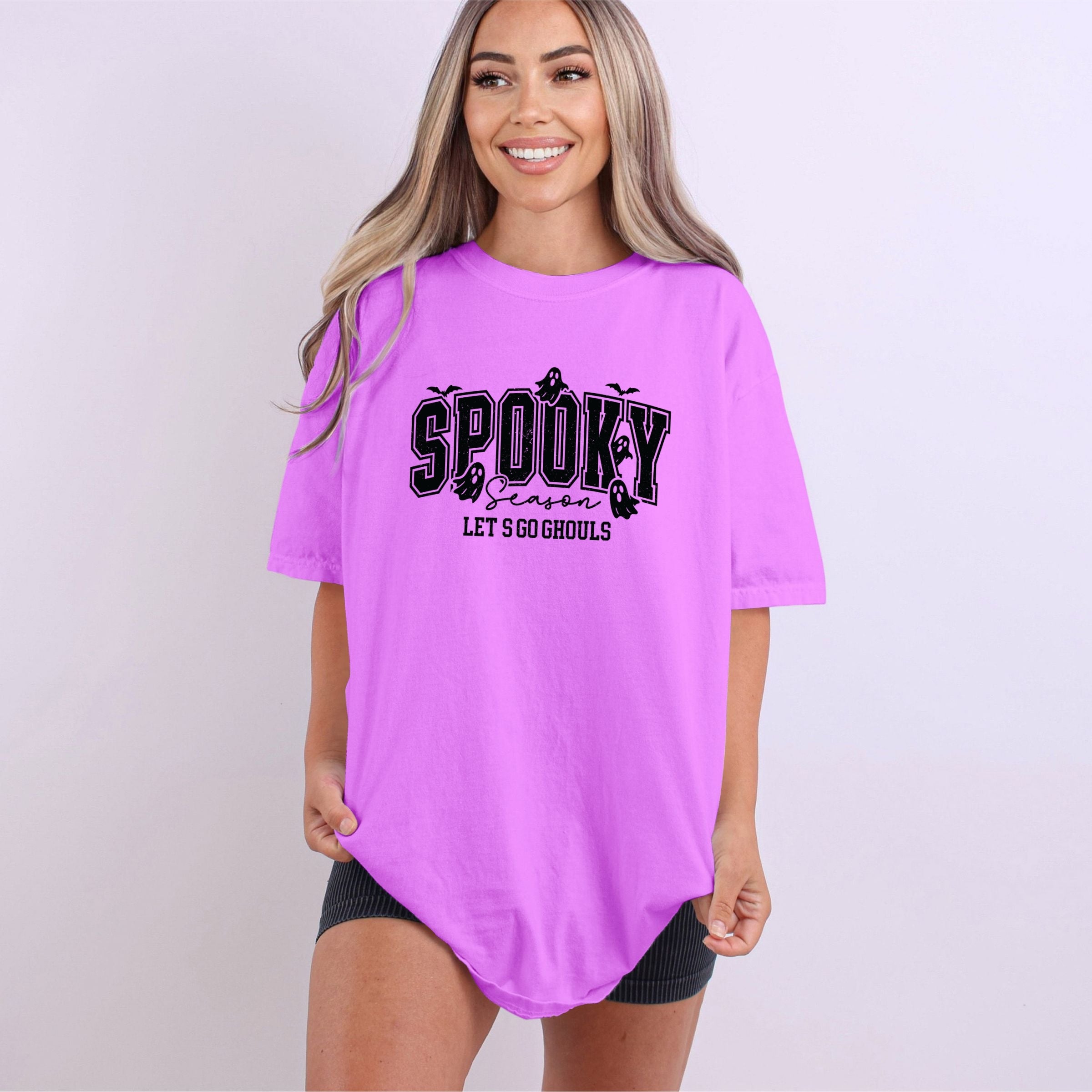 Let's Go Ghouls Varsity - Women's Garment Dyed Graphic T-Shirt