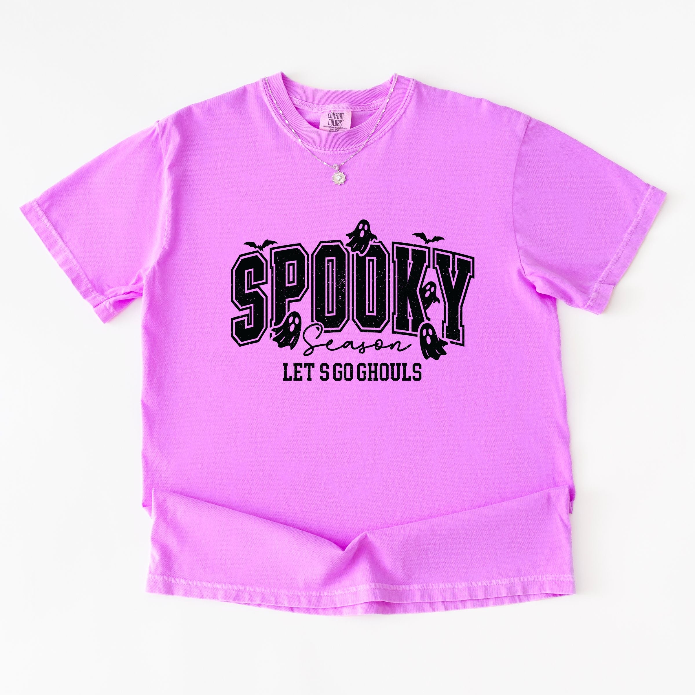 Let's Go Ghouls Varsity - Women's Garment Dyed Graphic T-Shirt