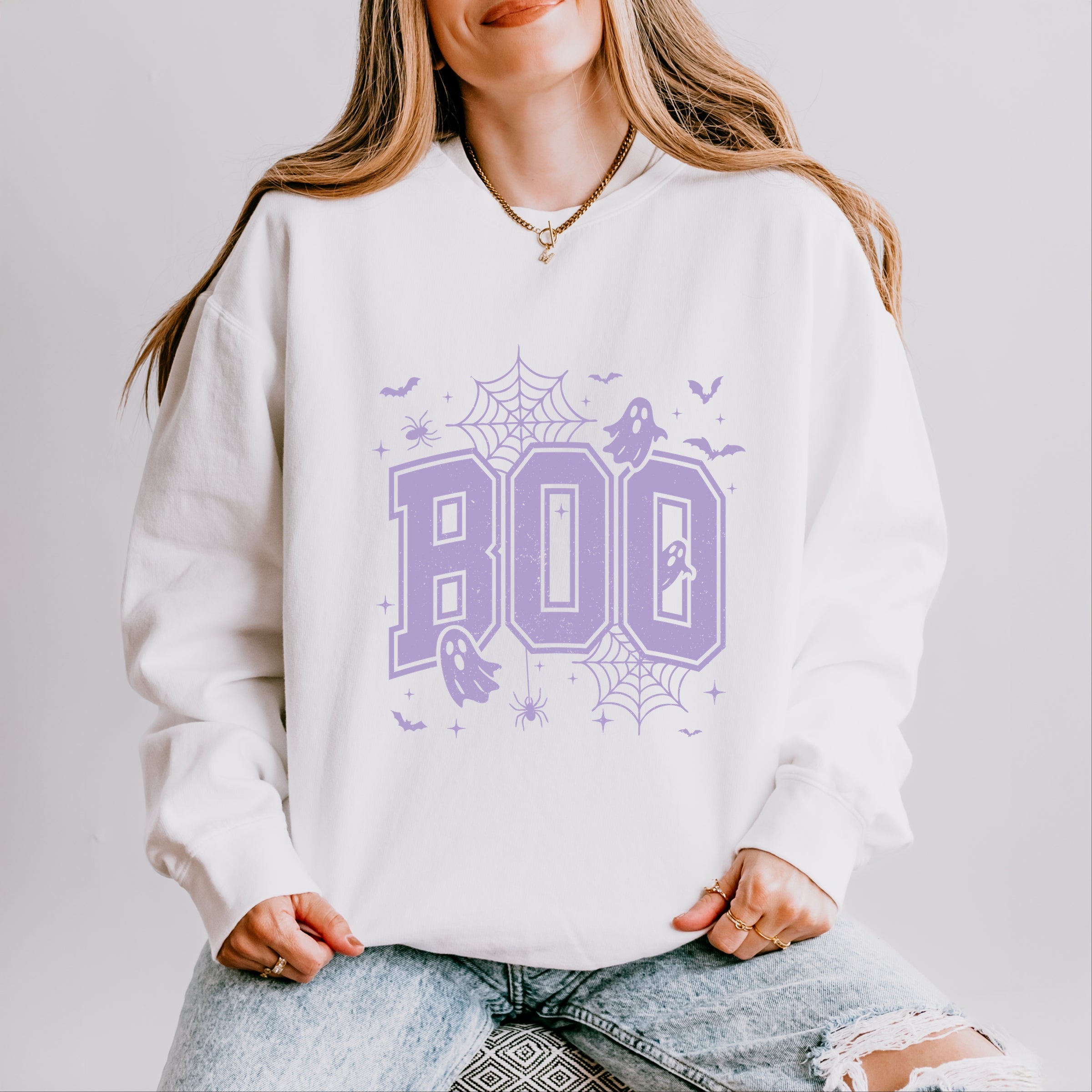 Boo Varsity Ghosts - Women's Lightweight Garment Dyed Sweatshirt
