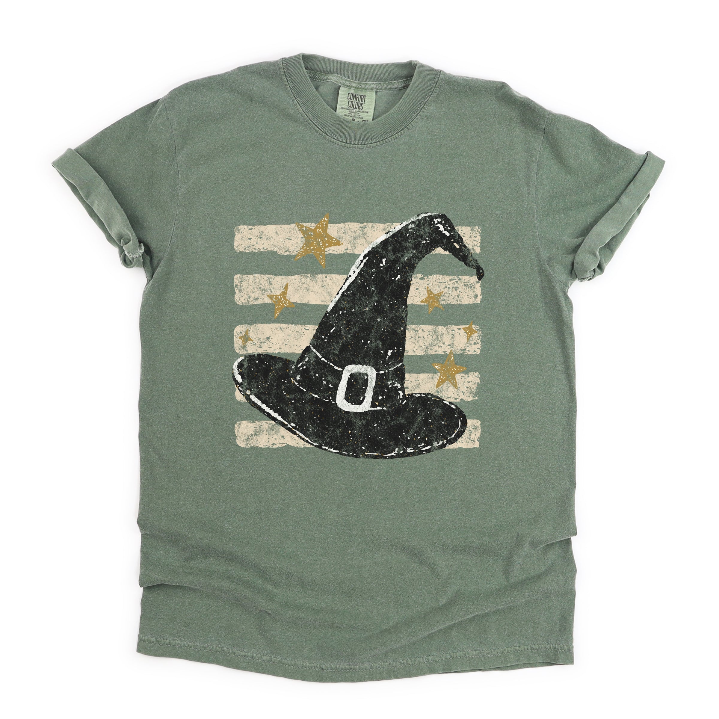 Witch Hat Stripes - Women's Garment Dyed Graphic T-Shirt
