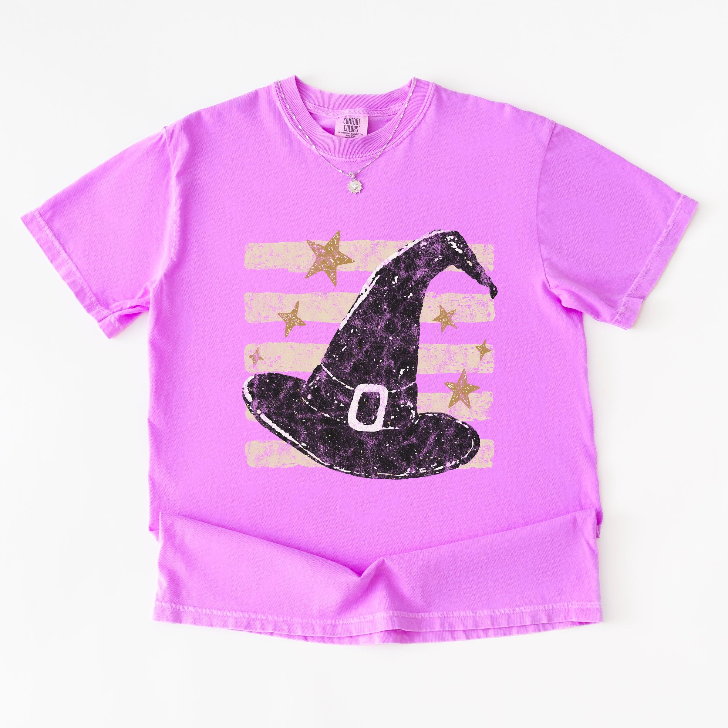 Witch Hat Stripes - Women's Garment Dyed Graphic T-Shirt