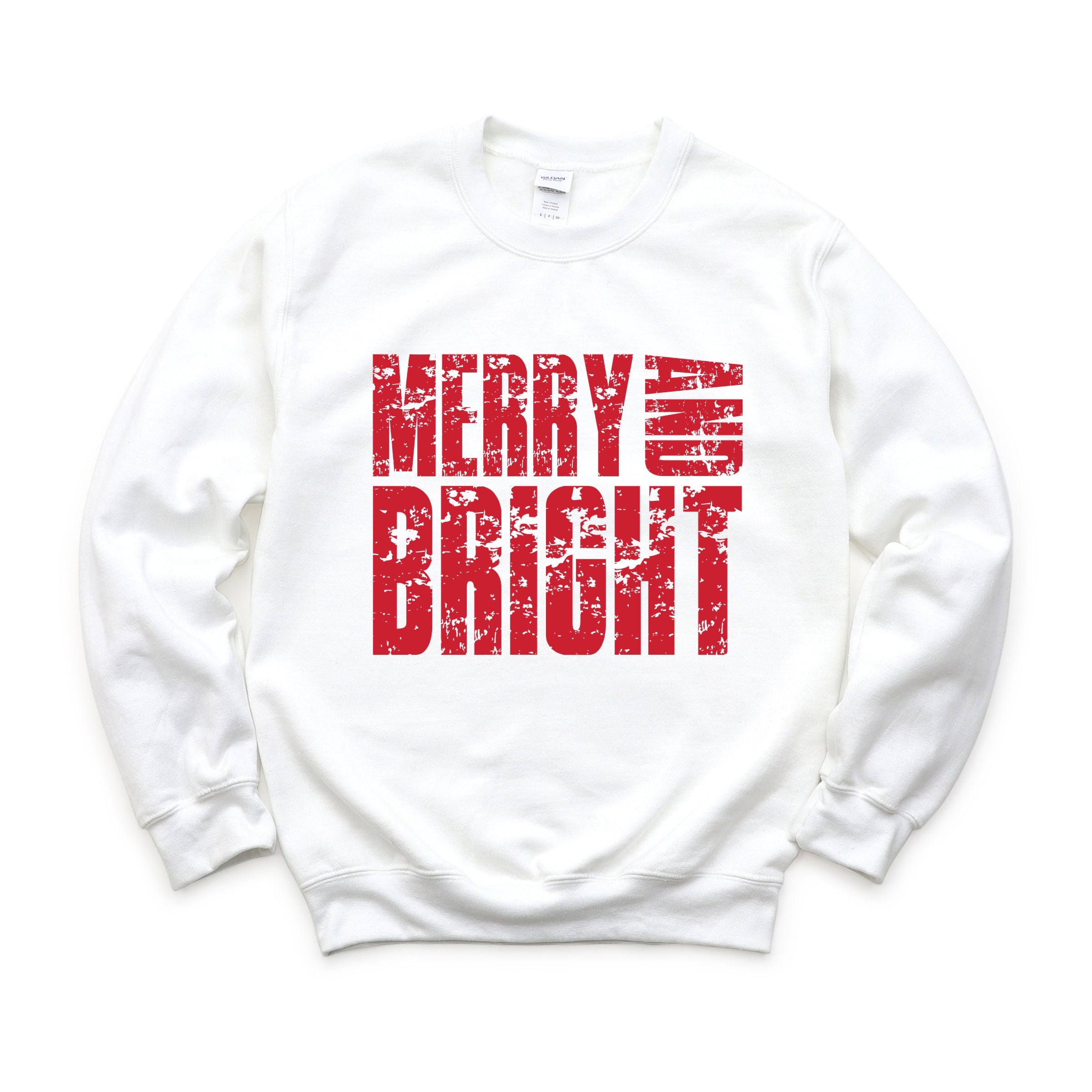 Merry and Bright Block Distressed - Women's Graphic Sweatshirt