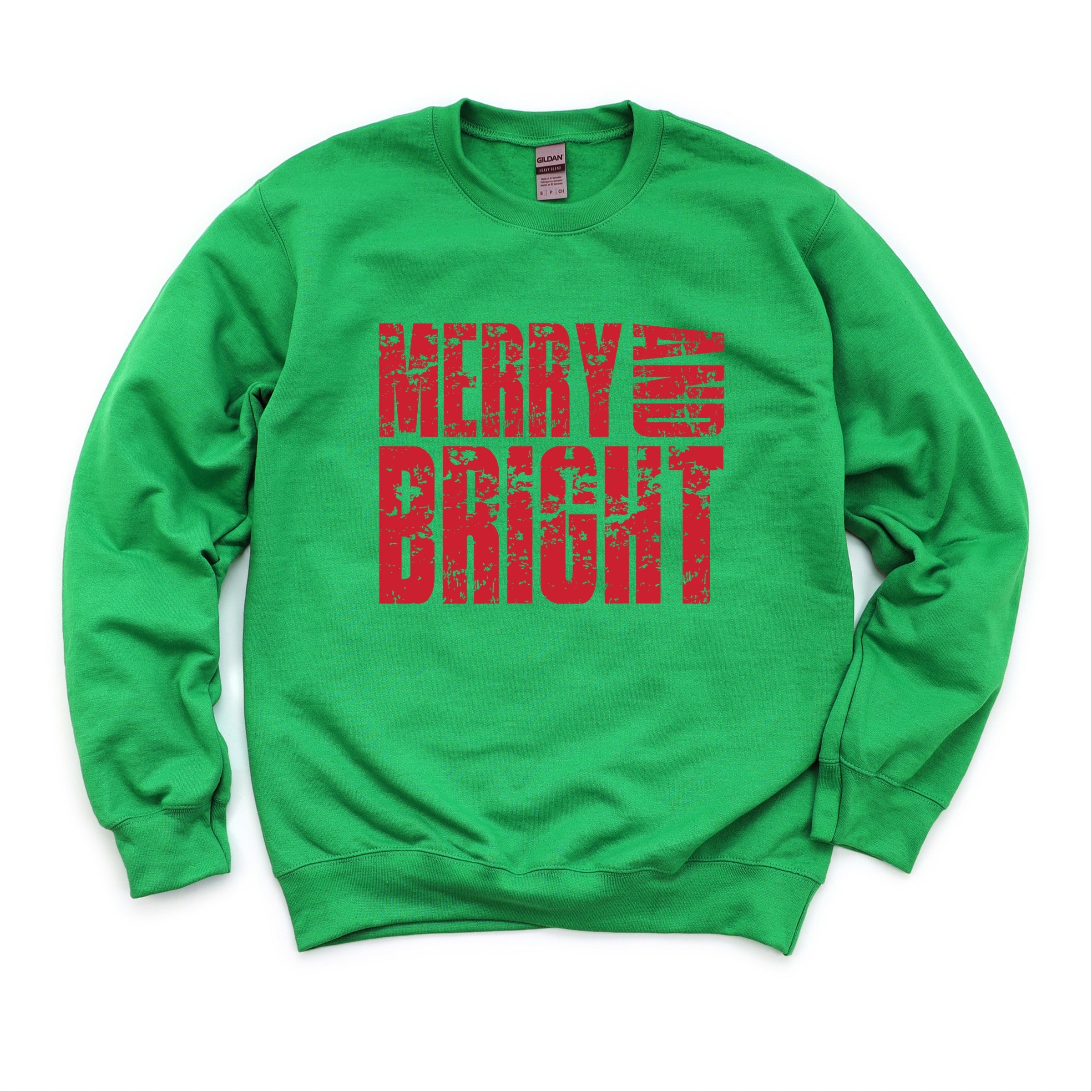 Merry and Bright Block Distressed - Women's Graphic Sweatshirt