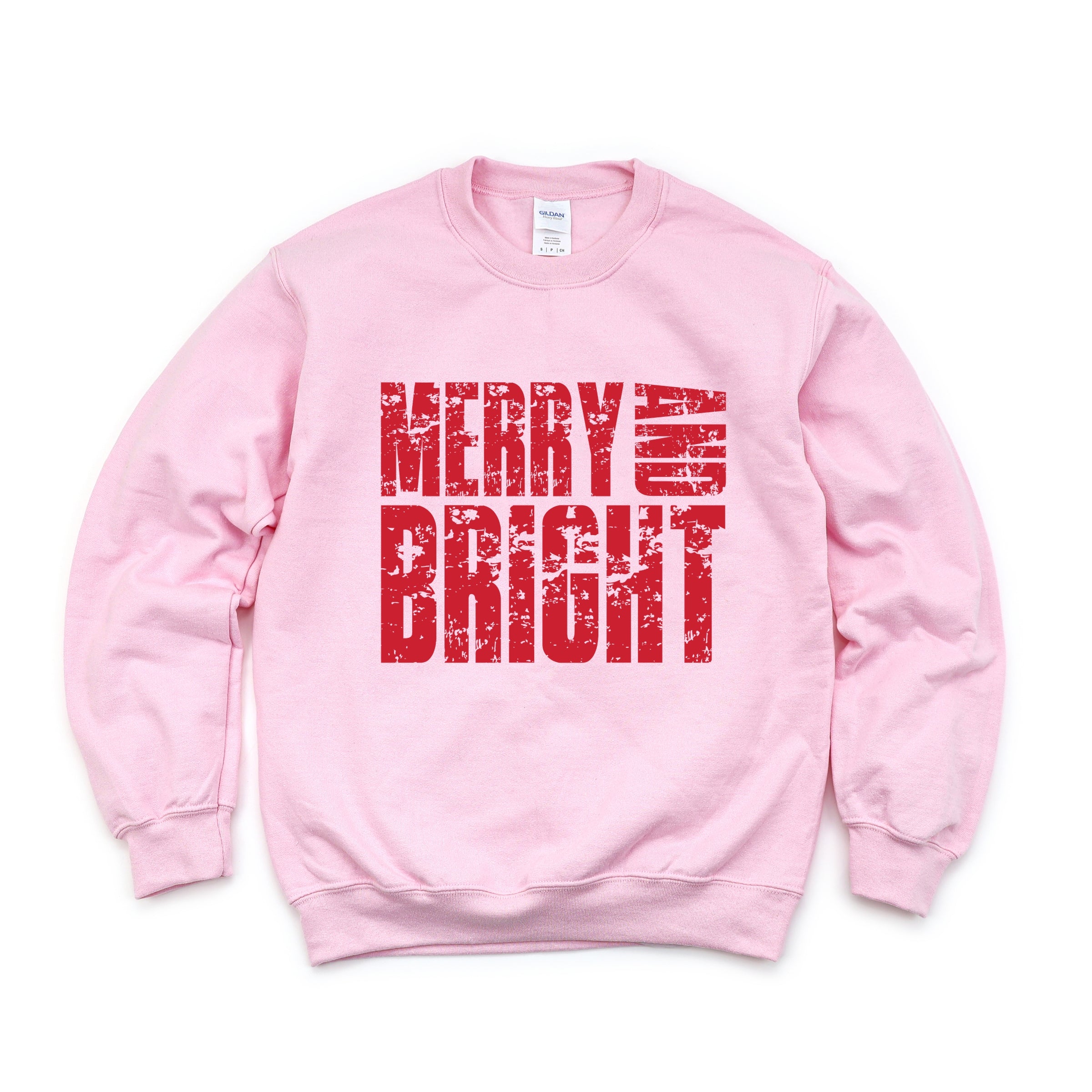 Merry and Bright Block Distressed - Women's Graphic Sweatshirt