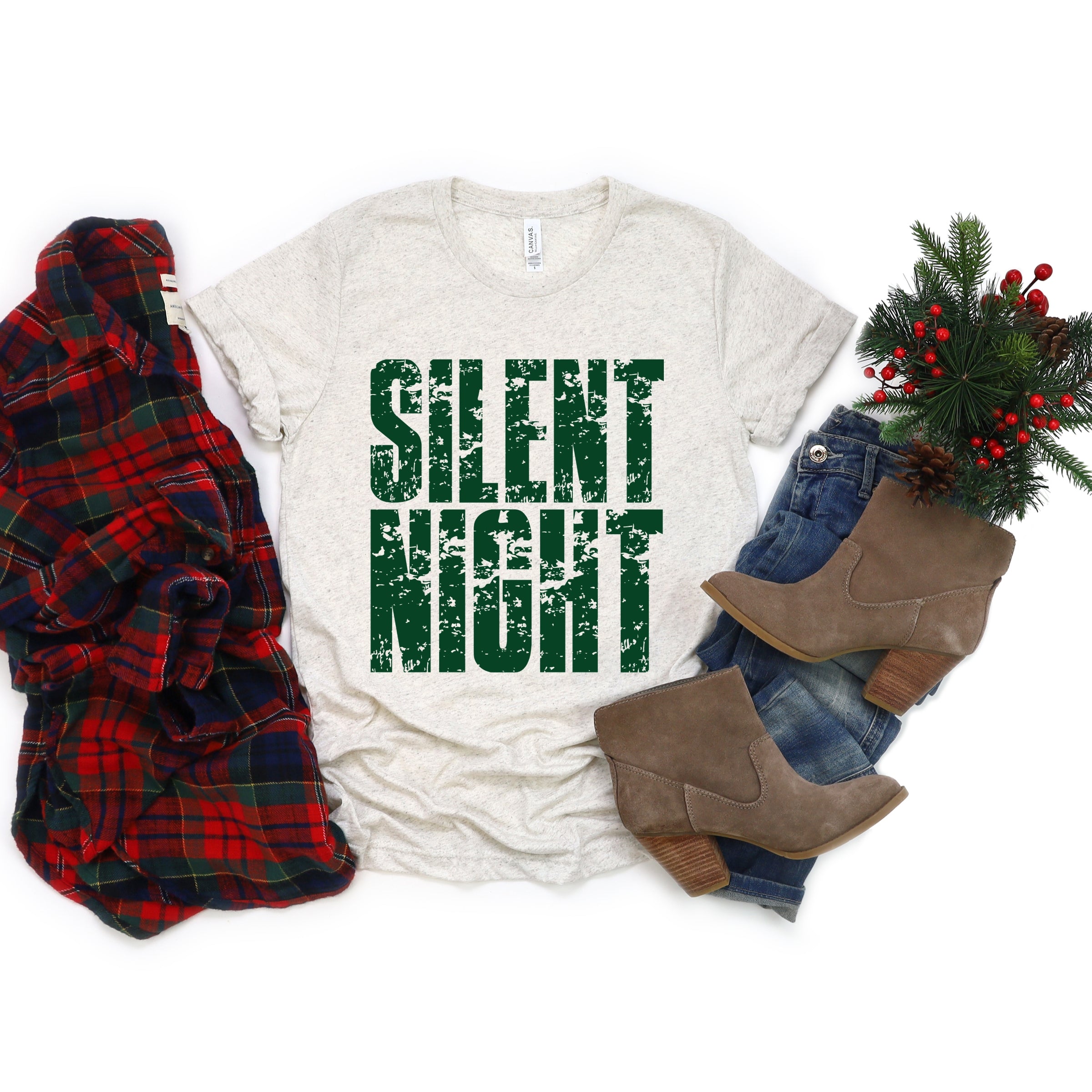 Silent Night Block Distressed - Women's Short Sleeve Graphic T-Shirt