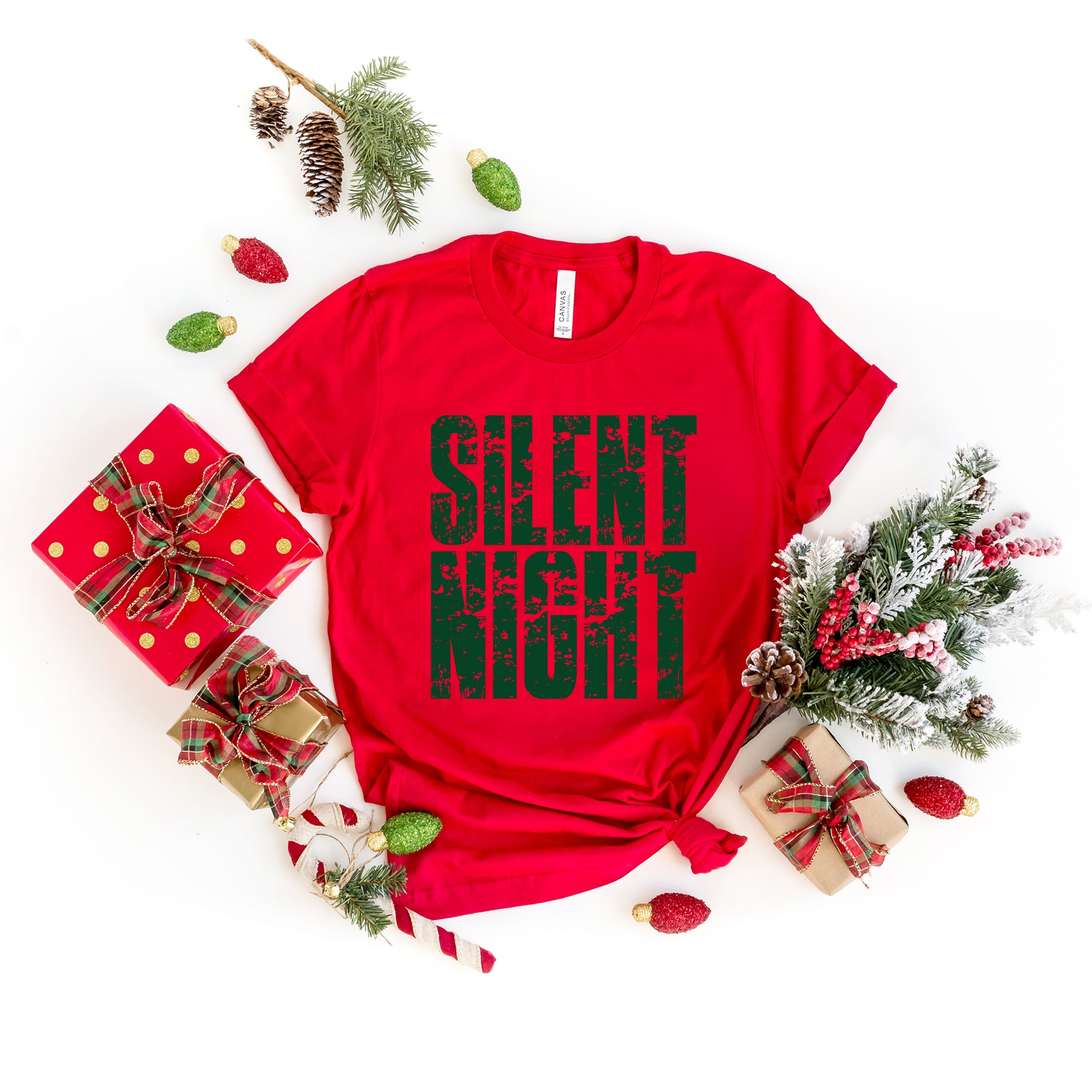 Silent Night Block Distressed - Women's Short Sleeve Graphic T-Shirt