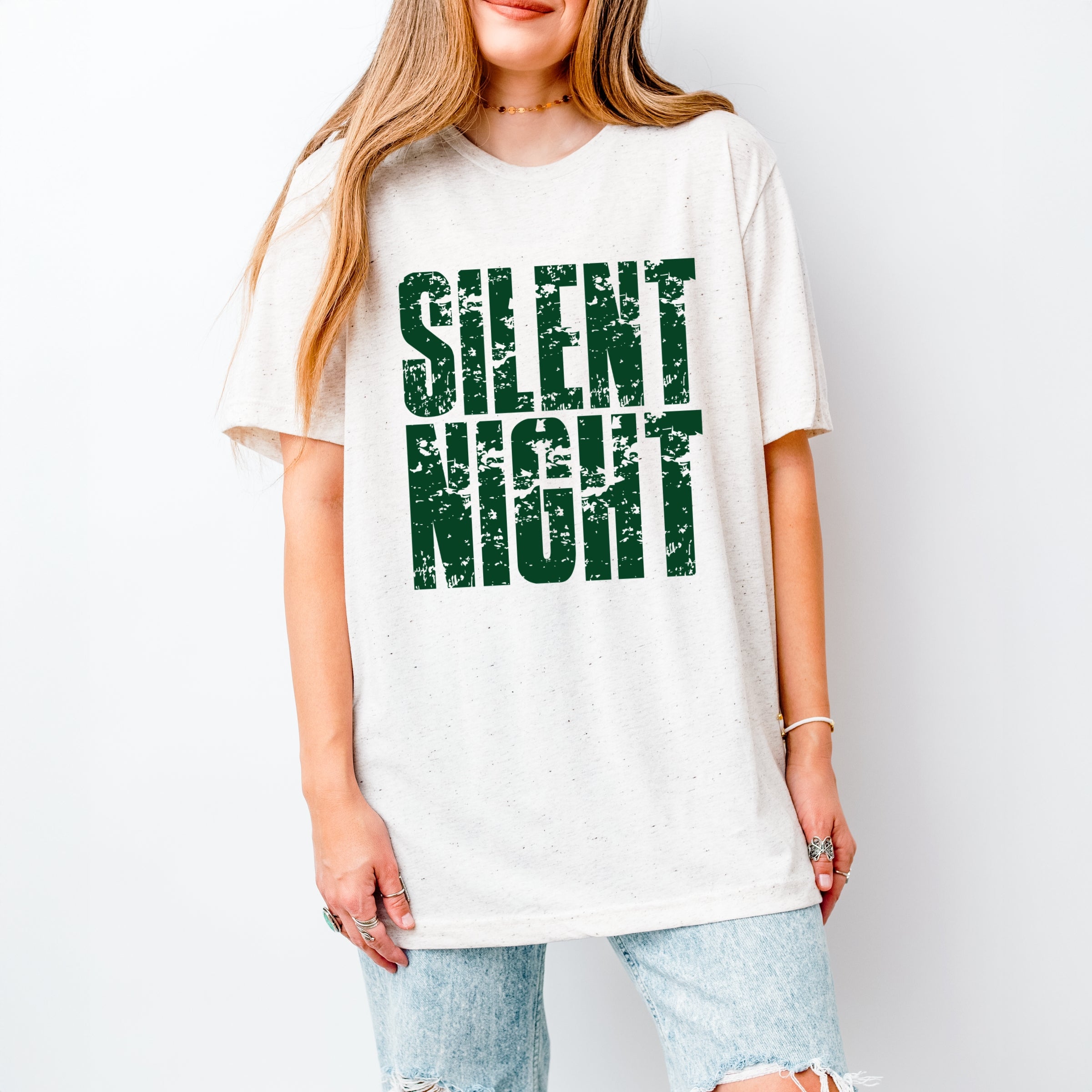Silent Night Block Distressed - Women's Short Sleeve Graphic T-Shirt