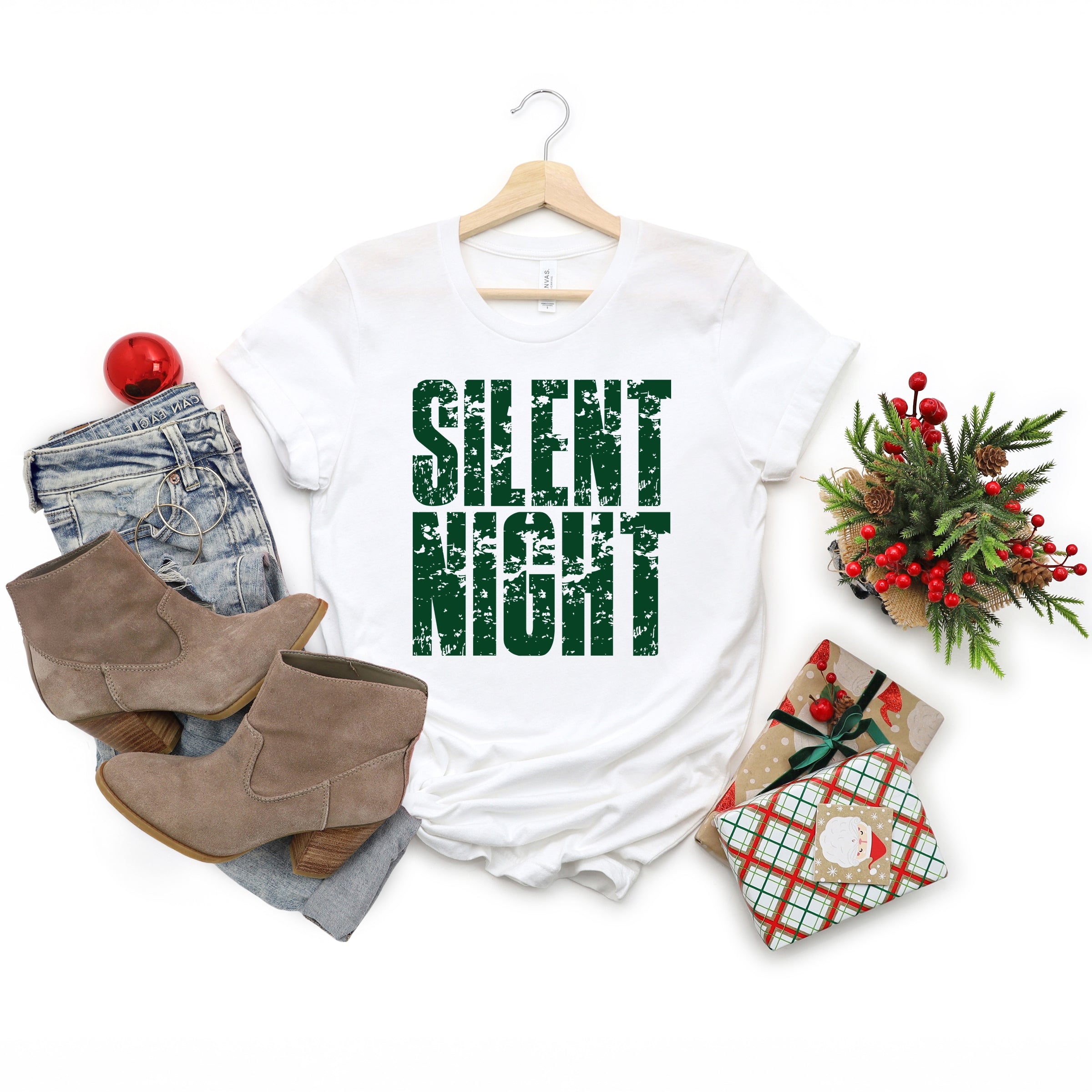 Silent Night Block Distressed - Women's Short Sleeve Graphic T-Shirt