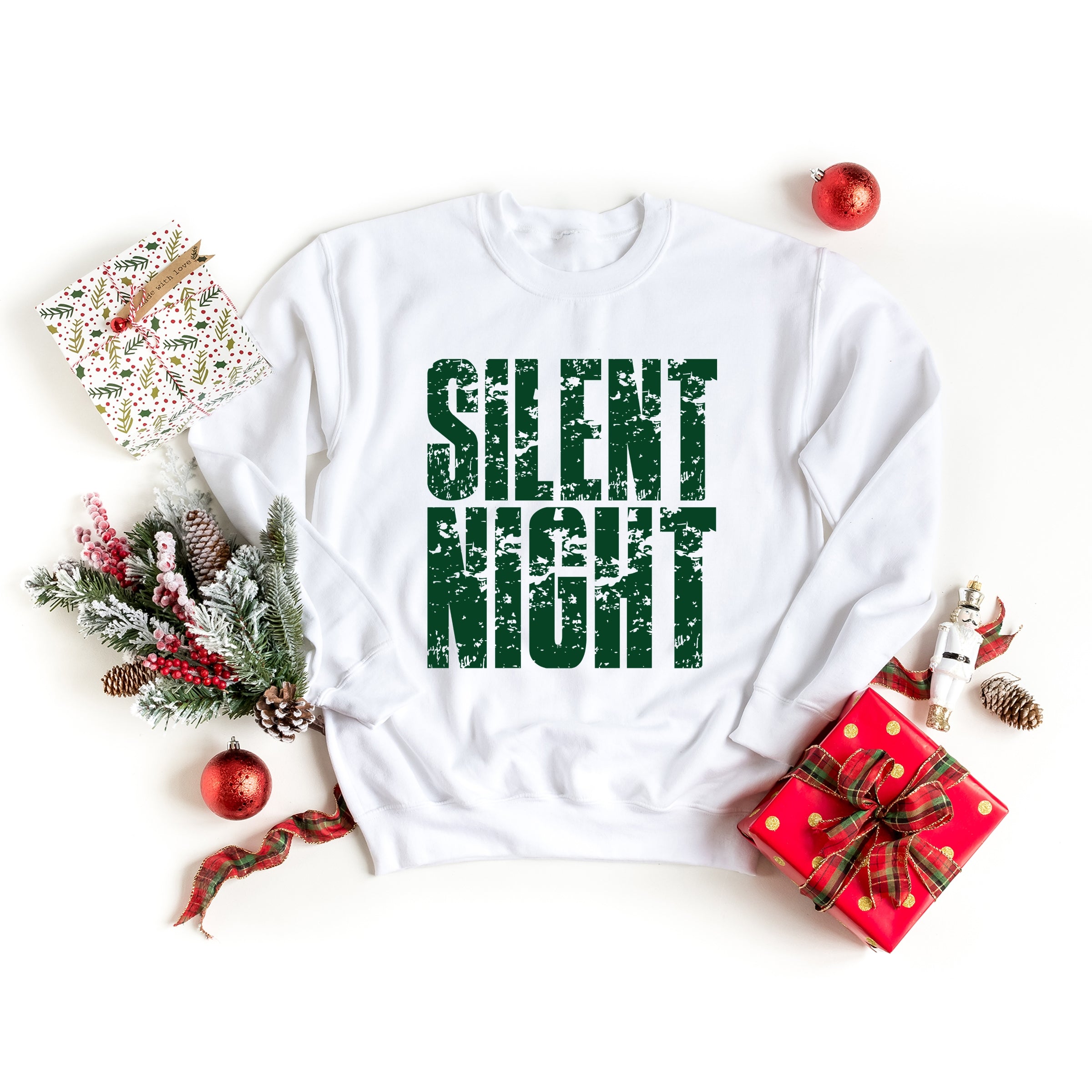 Silent Night Block Distressed - Women's Graphic Sweatshirt