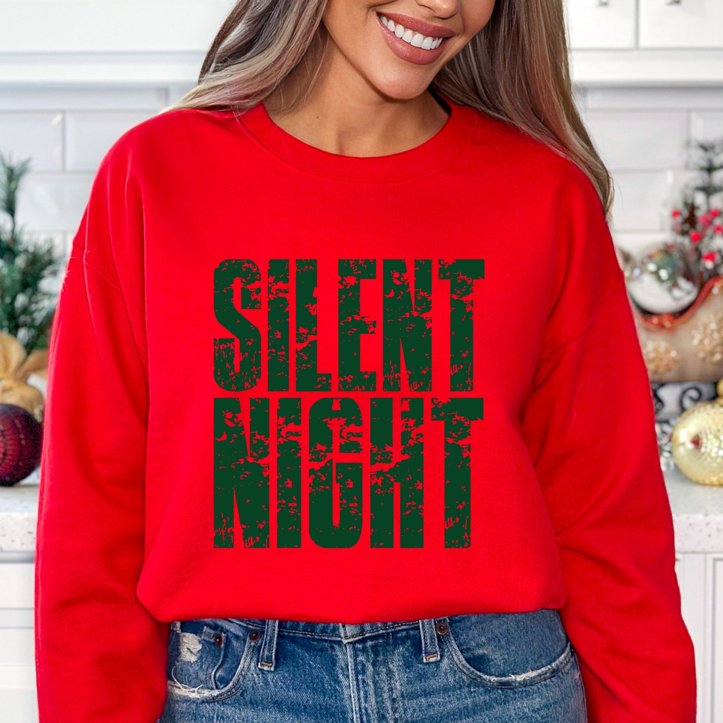 Silent Night Block Distressed - Women's Graphic Sweatshirt