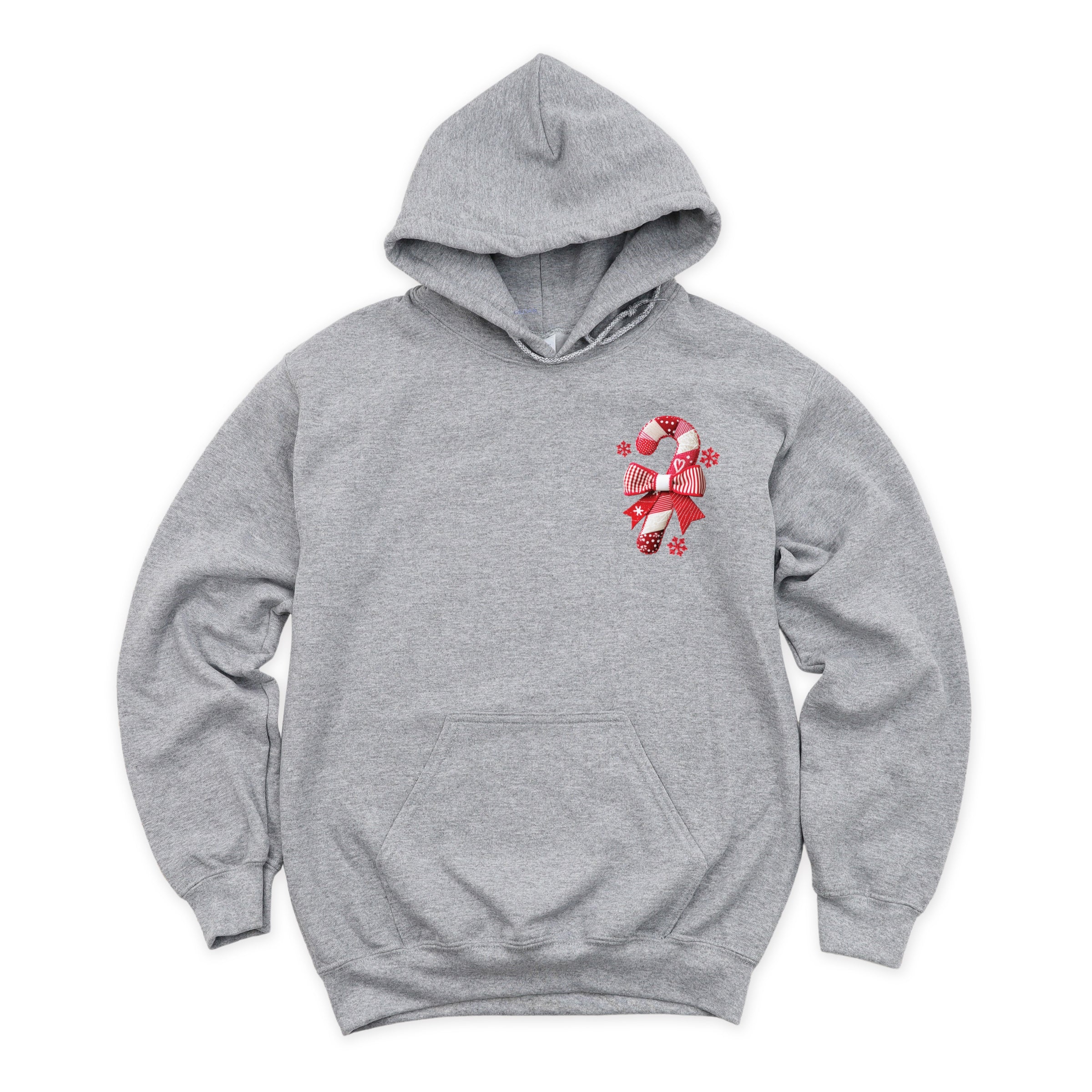 Candy Cane Bow Patchwork Print - Women's Graphic Hoodie