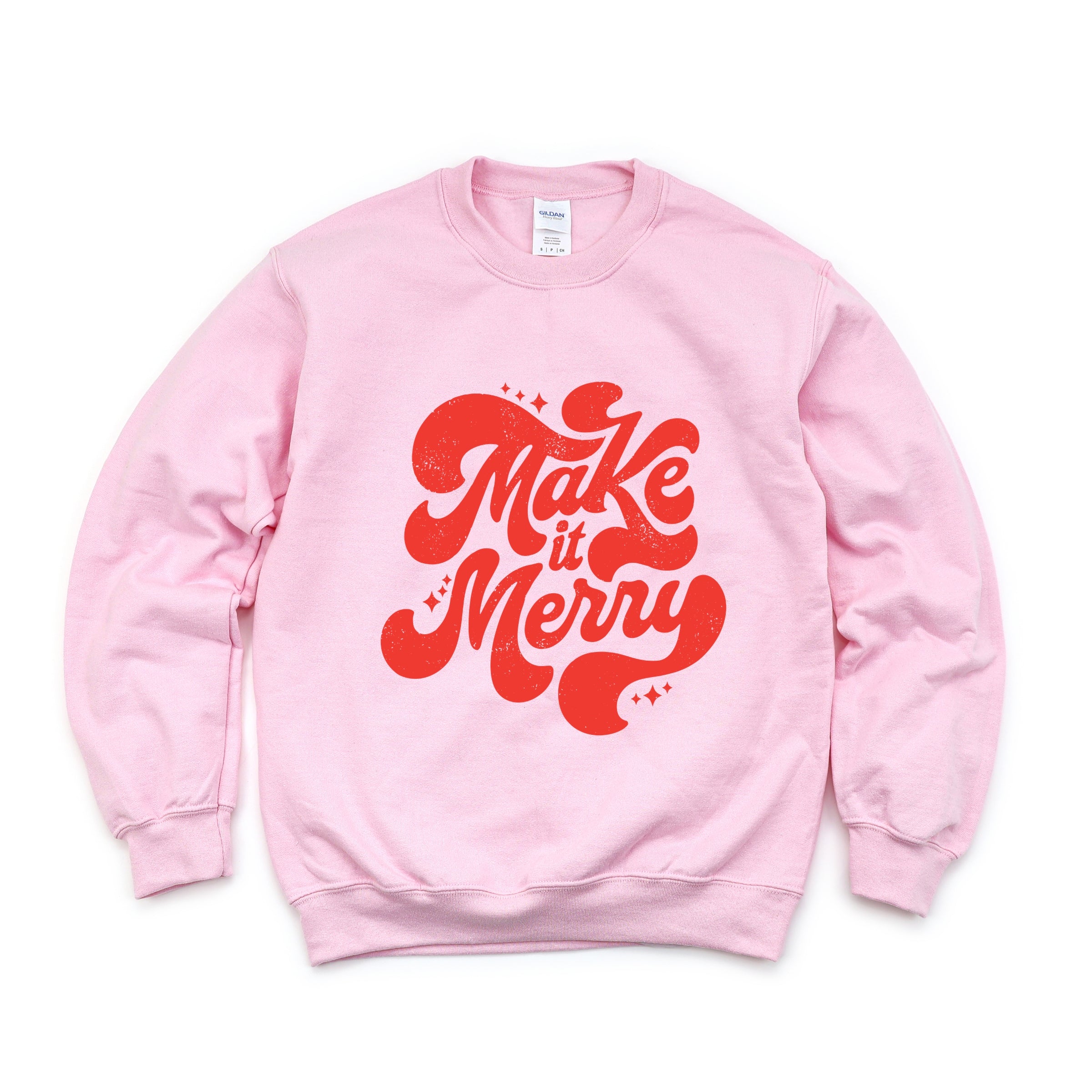 Make It Merry Cursive Distressed - Women's Graphic Sweatshirt