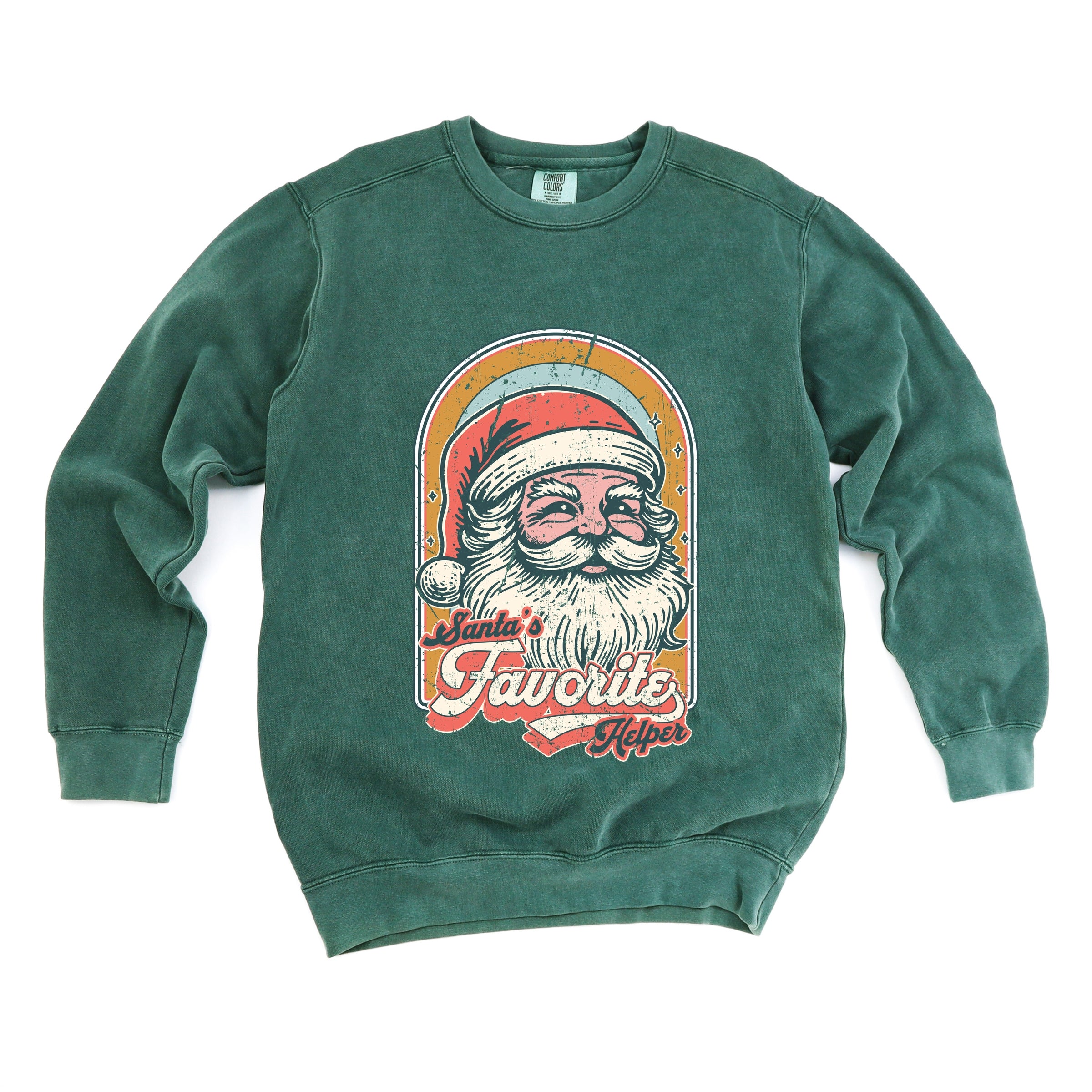 Santa's Favorite Helper Retro - Women's Garment Dyed Graphic Sweatshirt