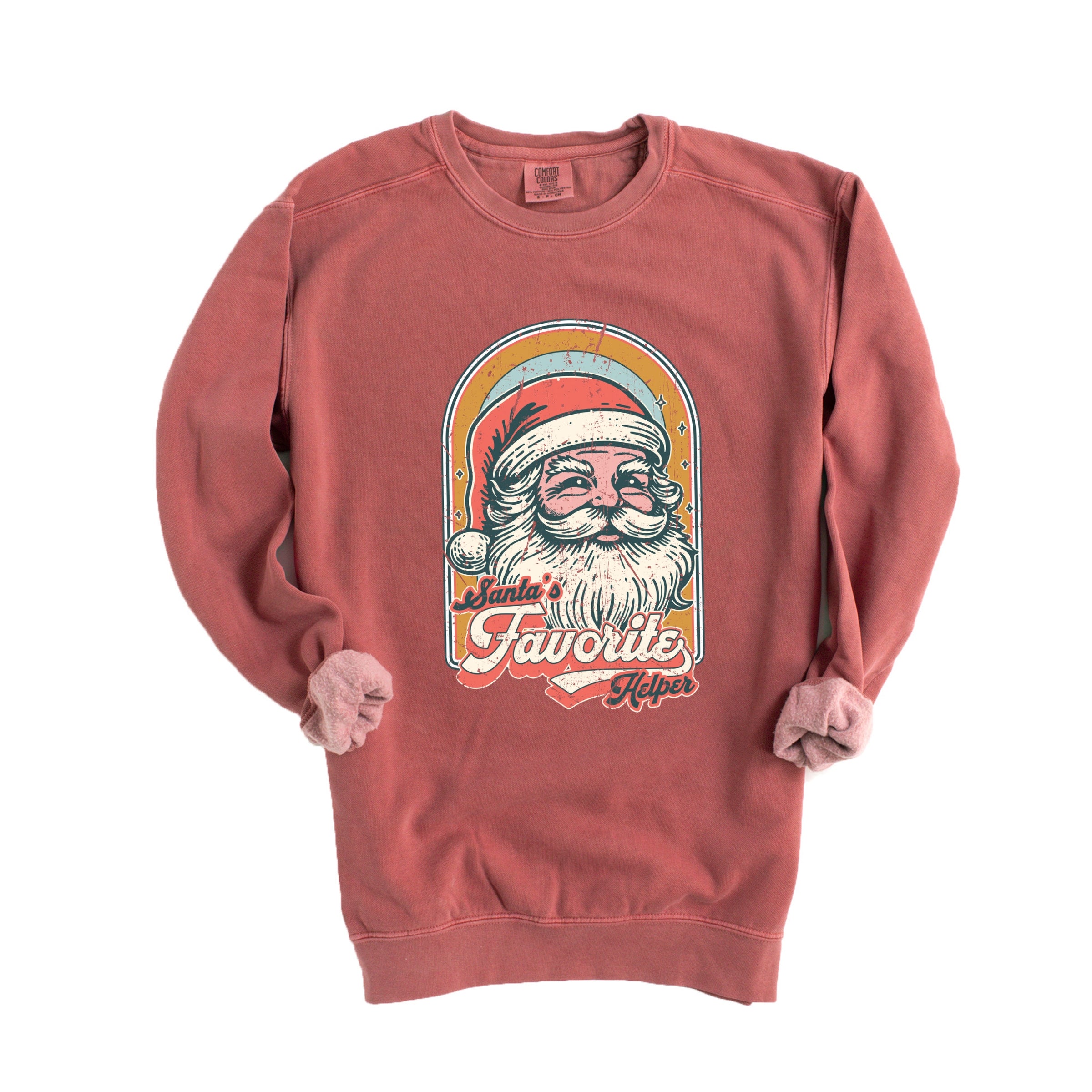 Santa's Favorite Helper Retro - Women's Garment Dyed Graphic Sweatshirt
