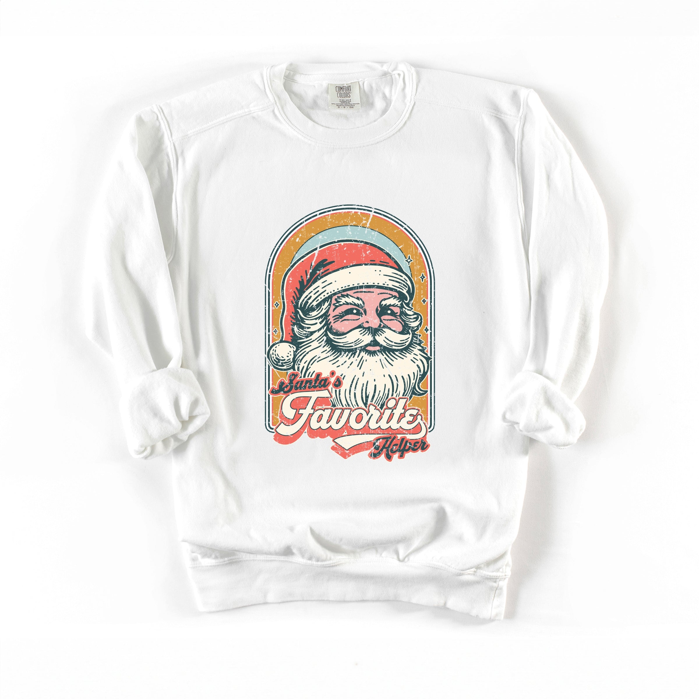 Santa's Favorite Helper Retro - Women's Garment Dyed Graphic Sweatshirt