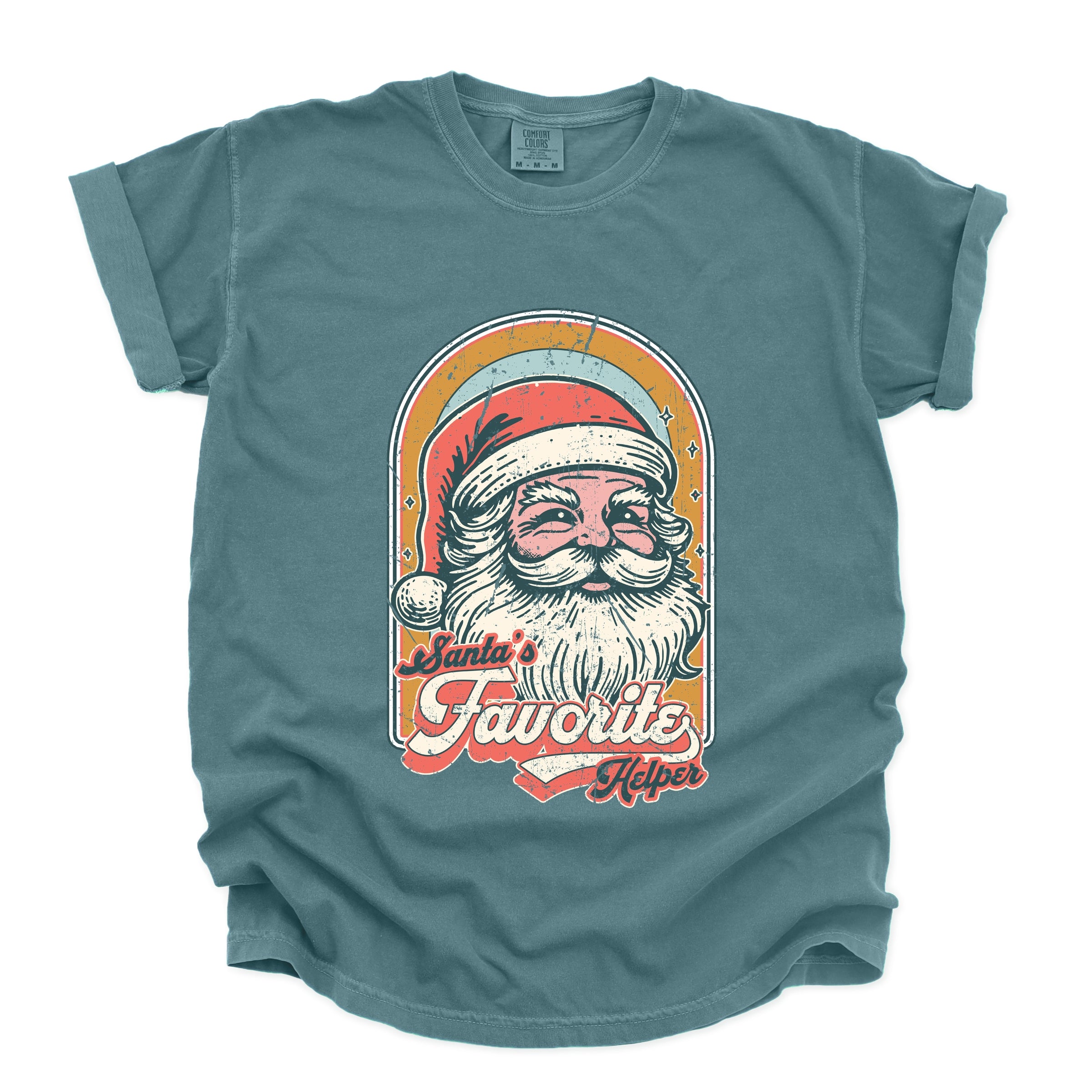 Santa's Favorite Helper Retro - Women's Garment Dyed Graphic T-Shirt