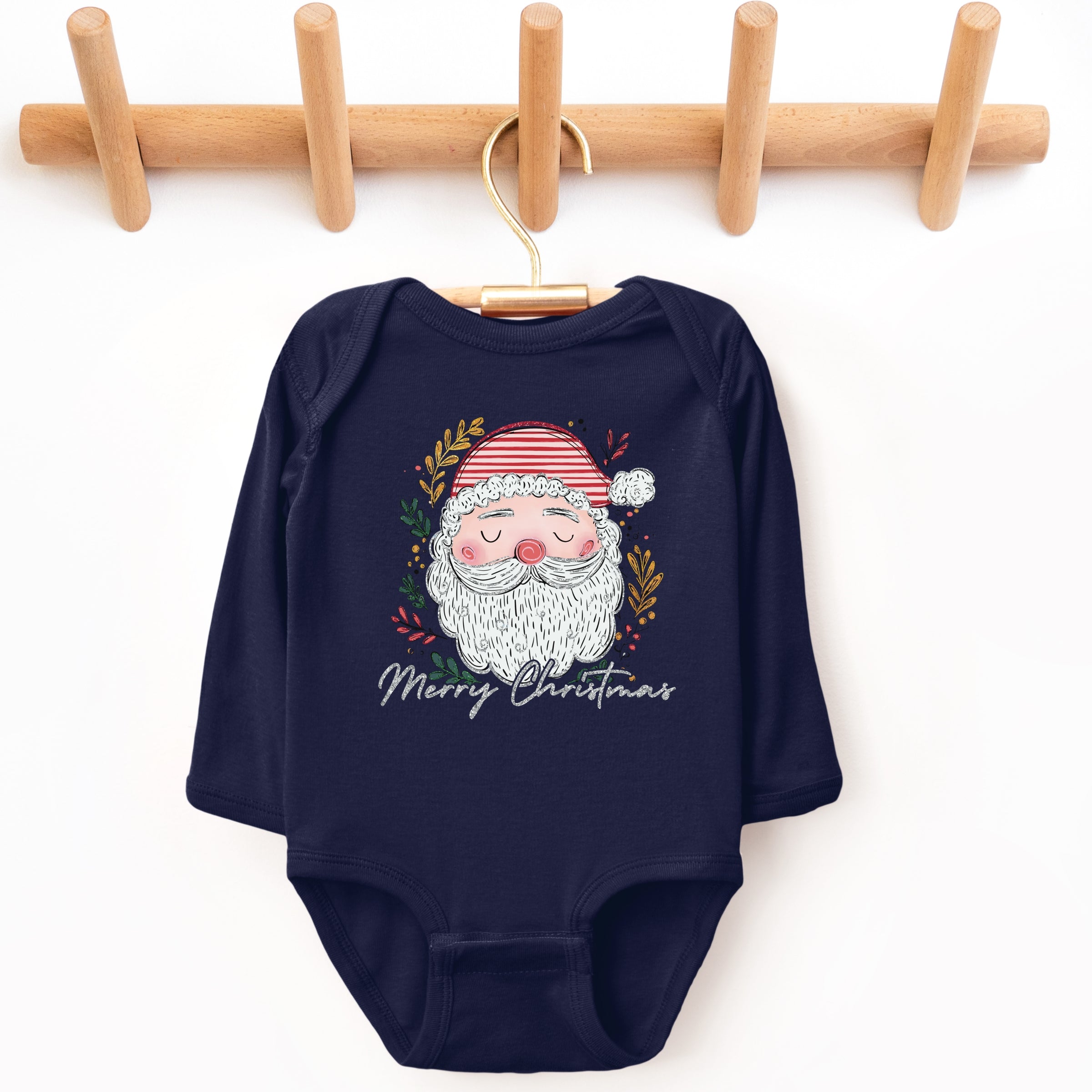 Merry Christmas Santa Stripes - Baby Long Sleeve Bodysuit