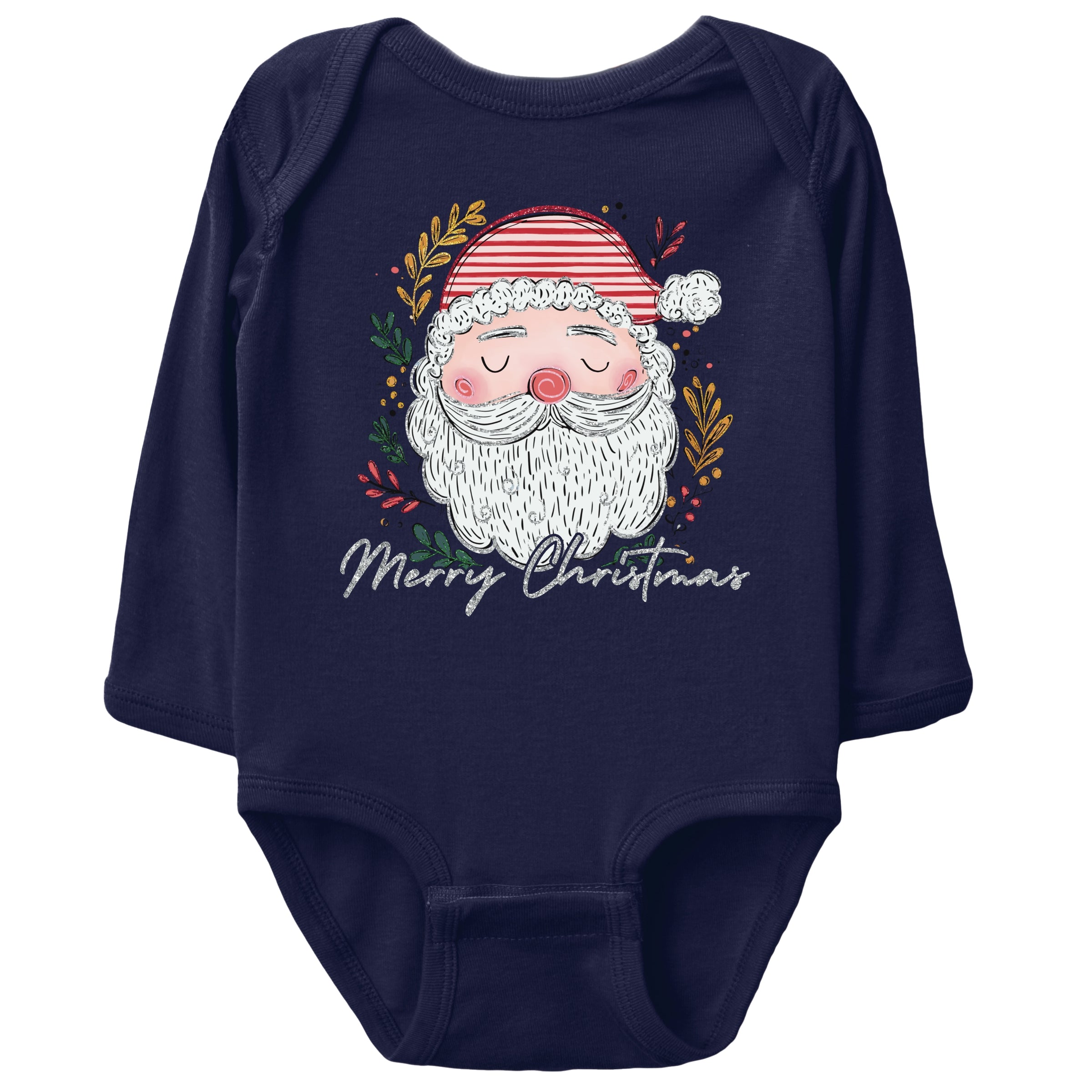 Merry Christmas Santa Stripes - Baby Long Sleeve Bodysuit