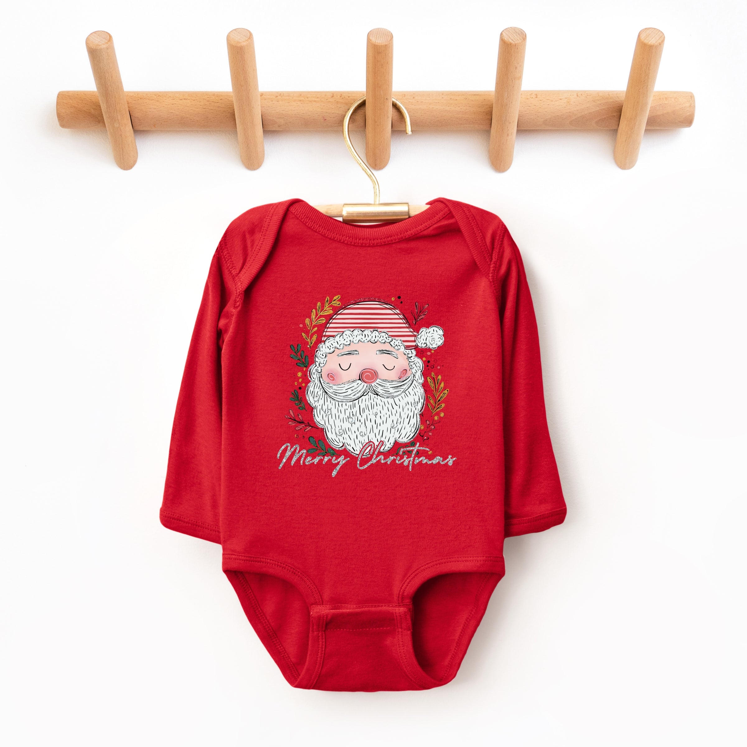Merry Christmas Santa Stripes - Baby Long Sleeve Bodysuit