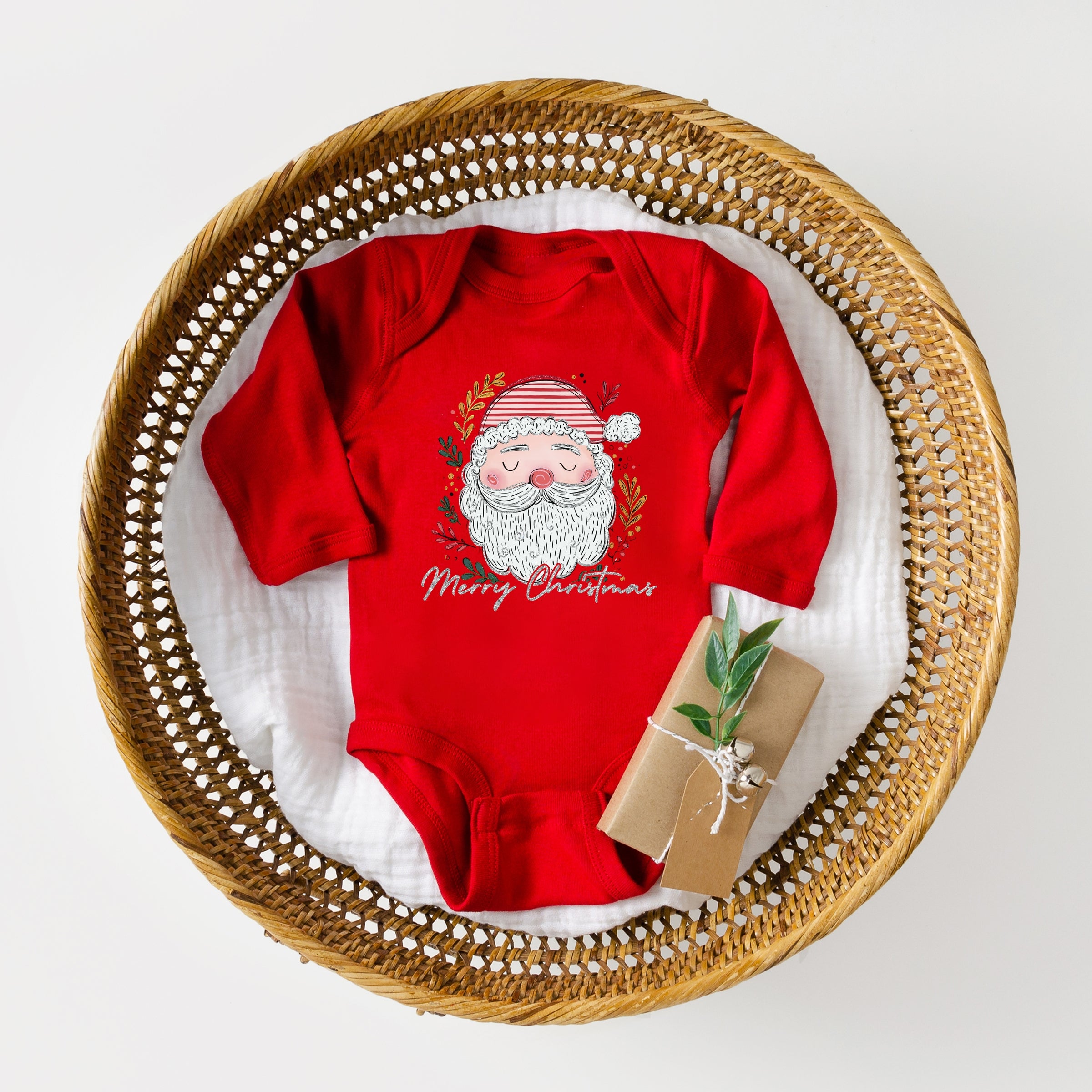 Merry Christmas Santa Stripes - Baby Long Sleeve Bodysuit