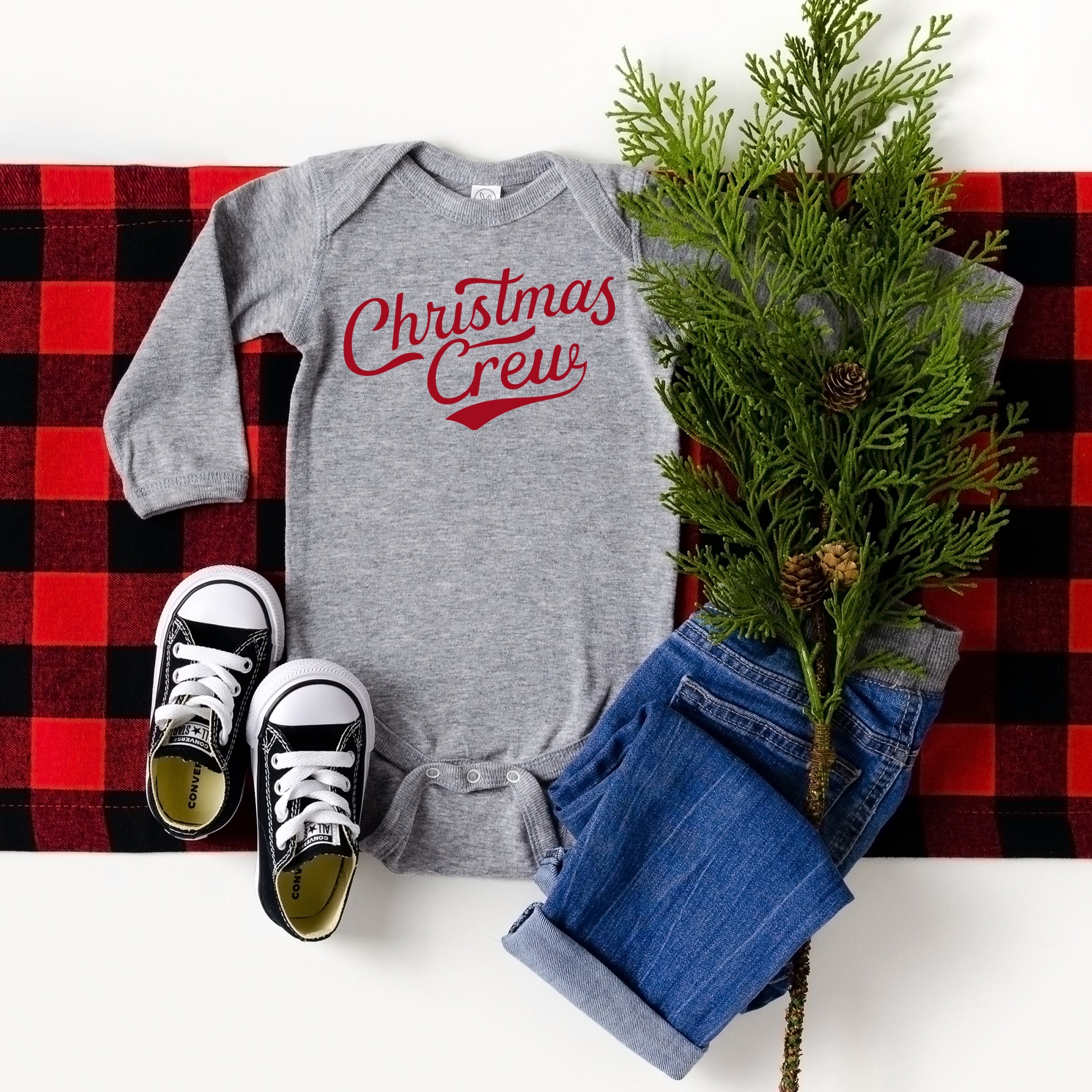 Christmas Crew Cursive - Baby Long Sleeve Bodysuit