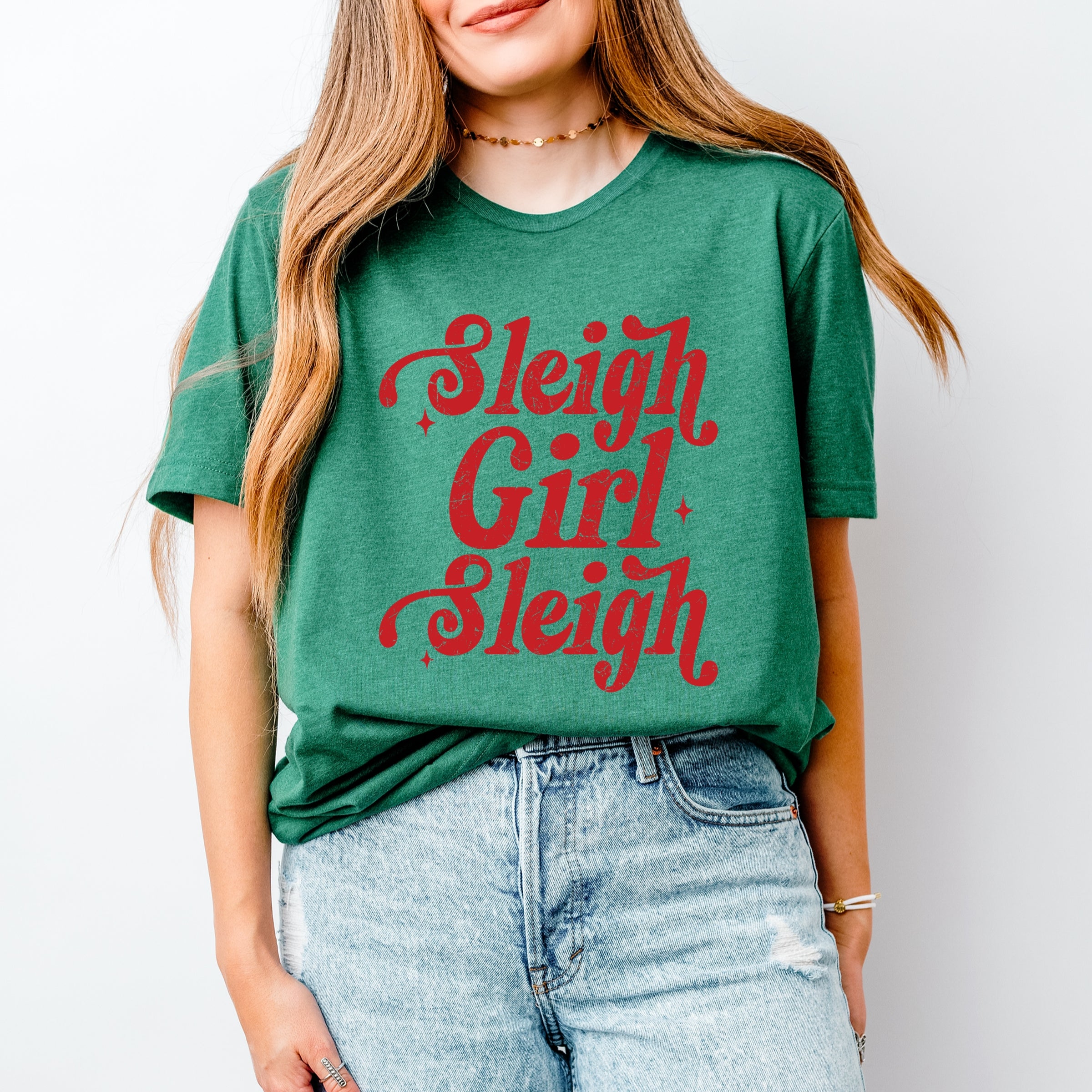 Sleigh Girl Sleigh Sparkle Distressed - Women's Short Sleeve Graphic T-Shirt
