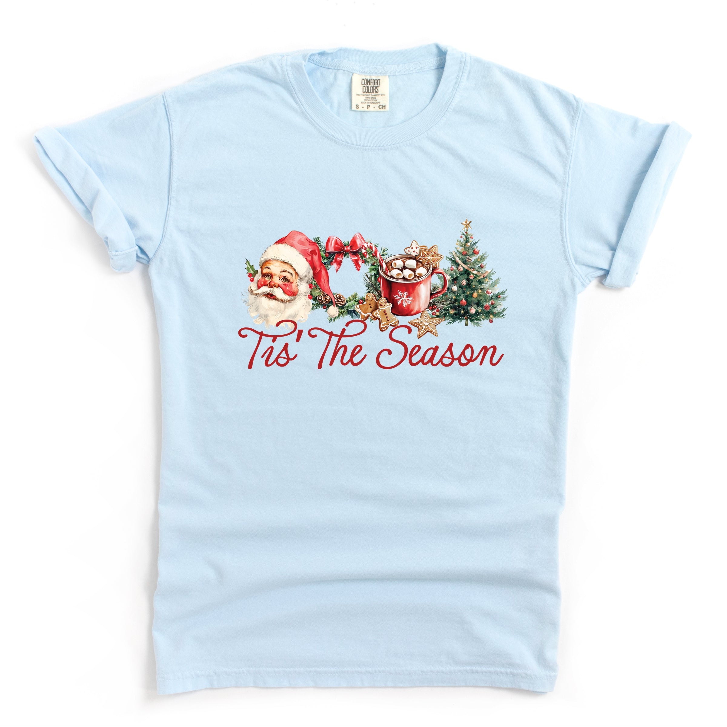 Tis' The Season Watercolor - Women's Garment Dyed Graphic T-Shirt