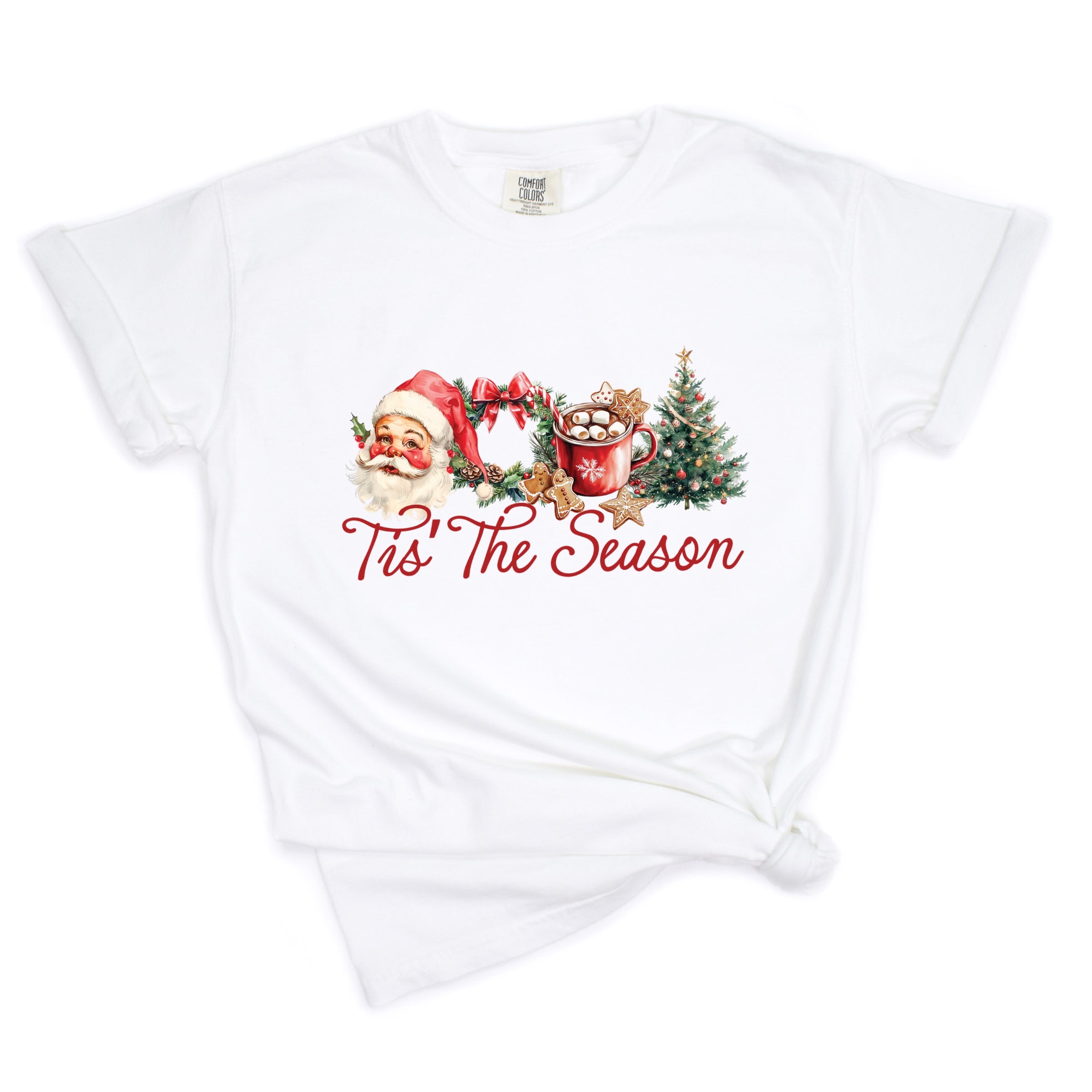 Tis' The Season Watercolor - Women's Garment Dyed Graphic T-Shirt