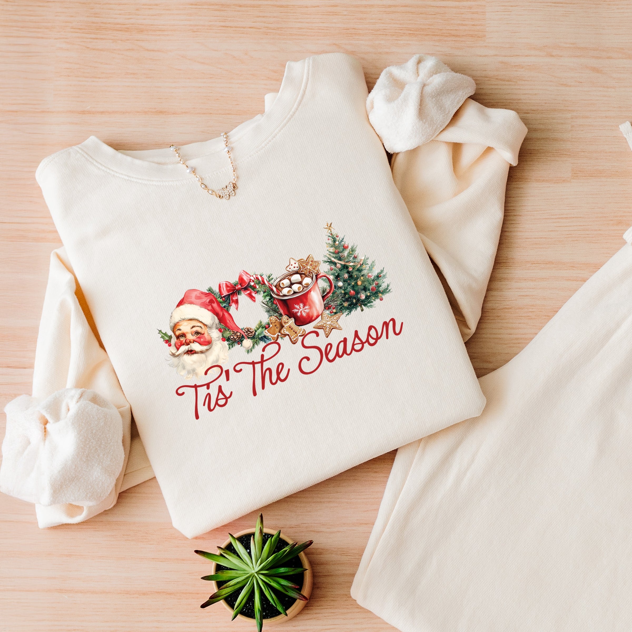 Tis' The Season Watercolor - Women's Lightweight Garment Dyed Sweatshirt