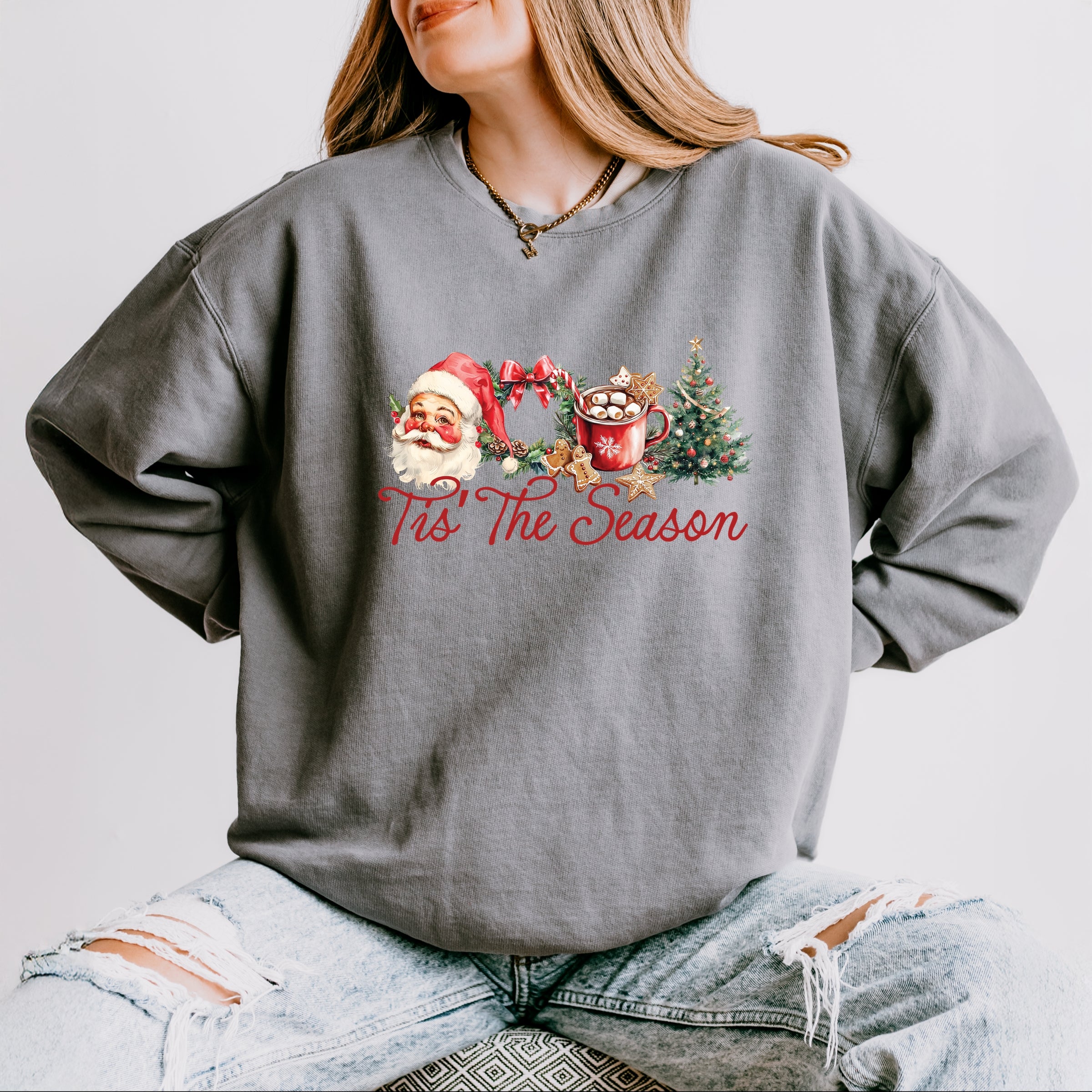 Tis' The Season Watercolor - Women's Lightweight Garment Dyed Sweatshirt