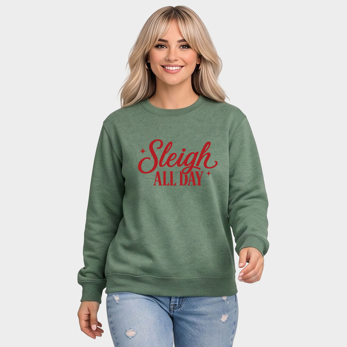 26588RED_F-SWT Heather Green
