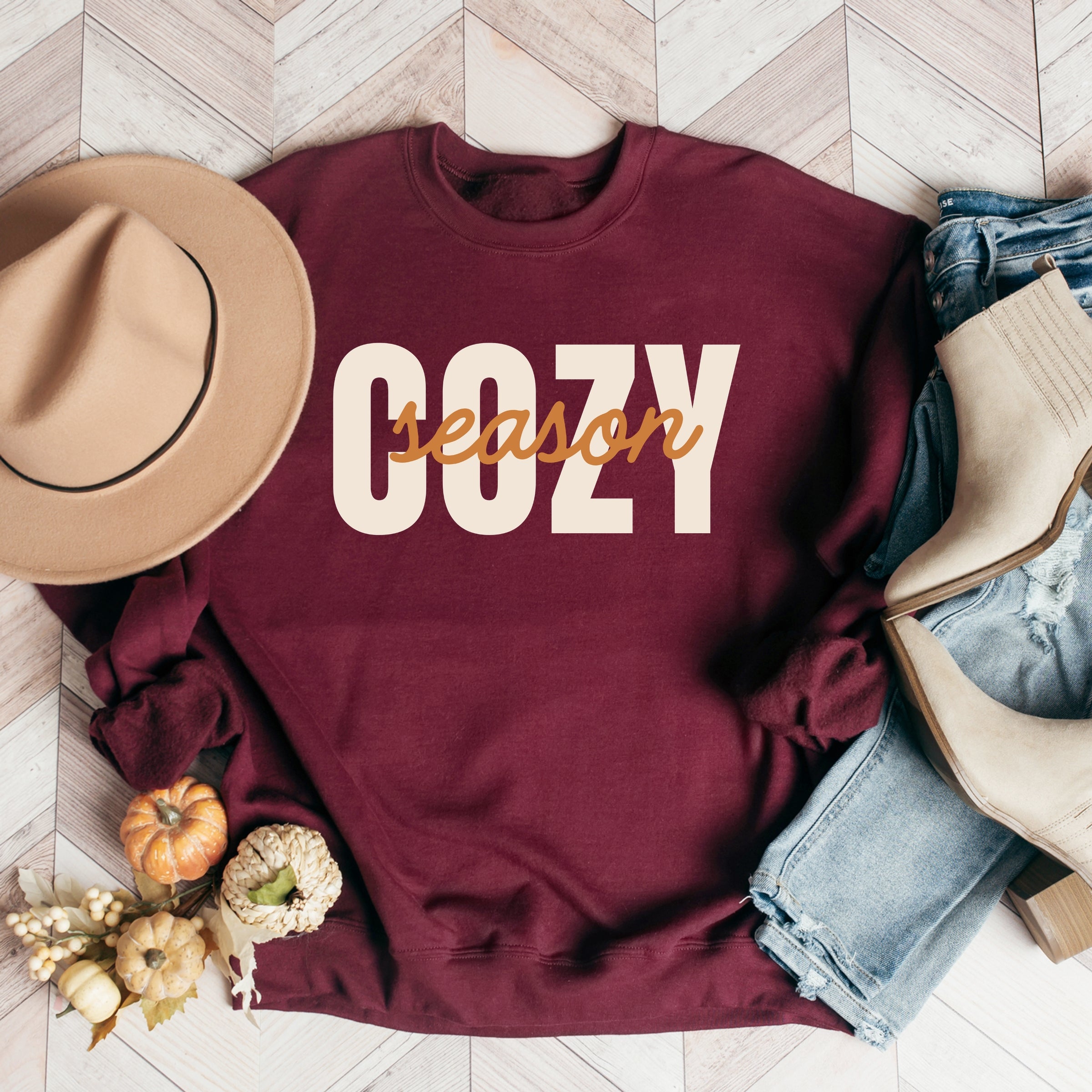 Cozy Season Layered Cursive - Women's Graphic Sweatshirt