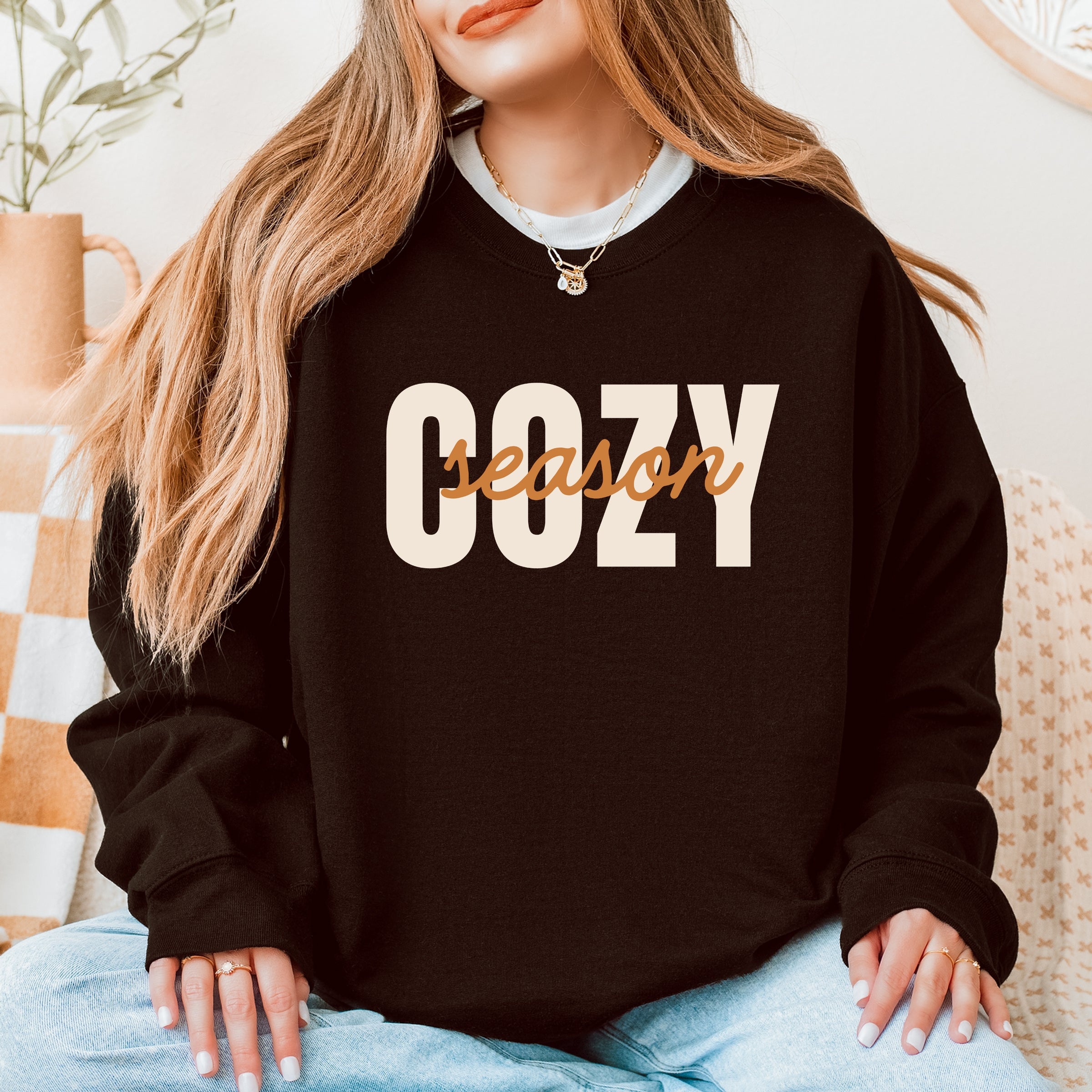 Cozy Season Layered Cursive - Women's Graphic Sweatshirt