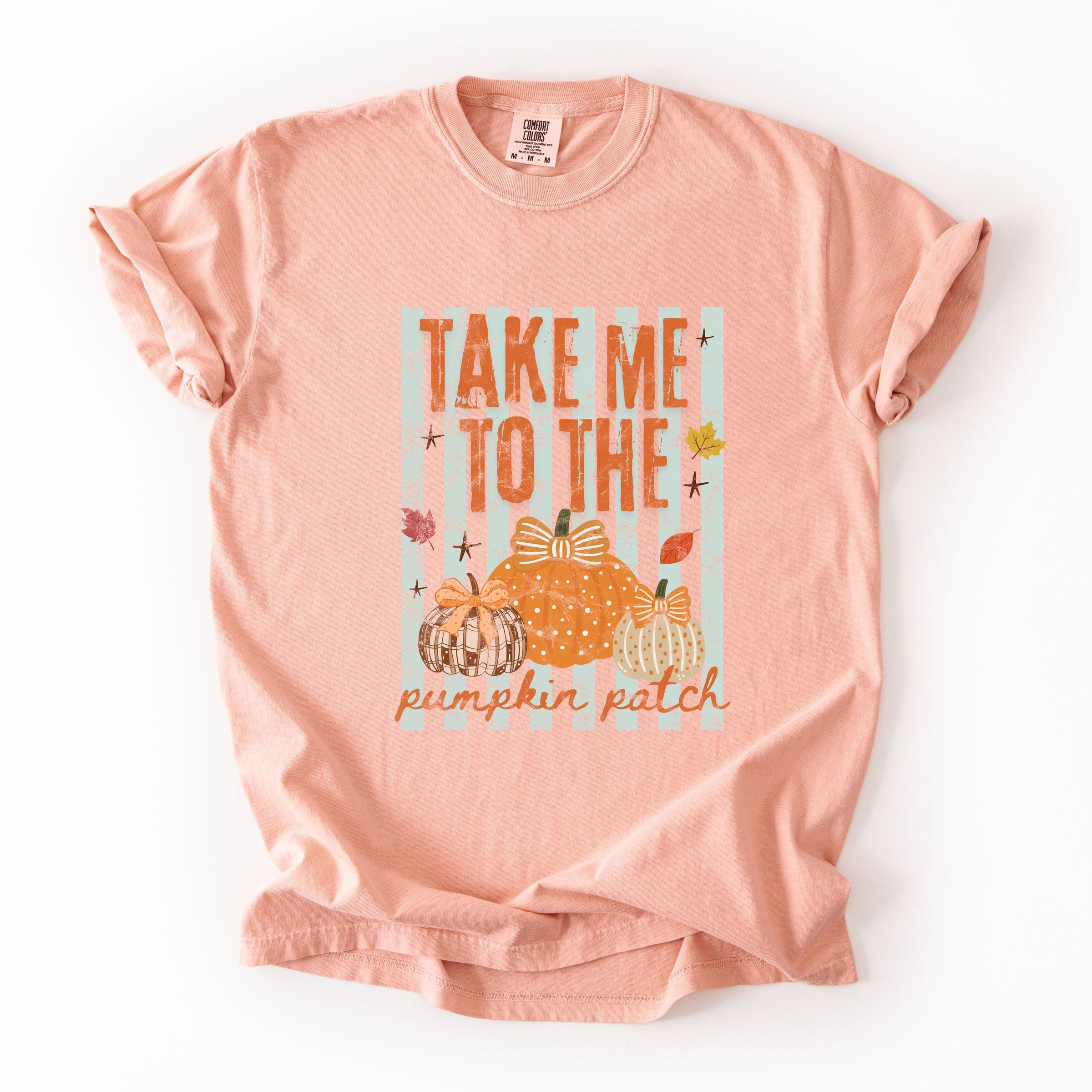 Take Me to the Pumpkin Patch Stripes - Women's Garment Dyed Graphic T-Shirt