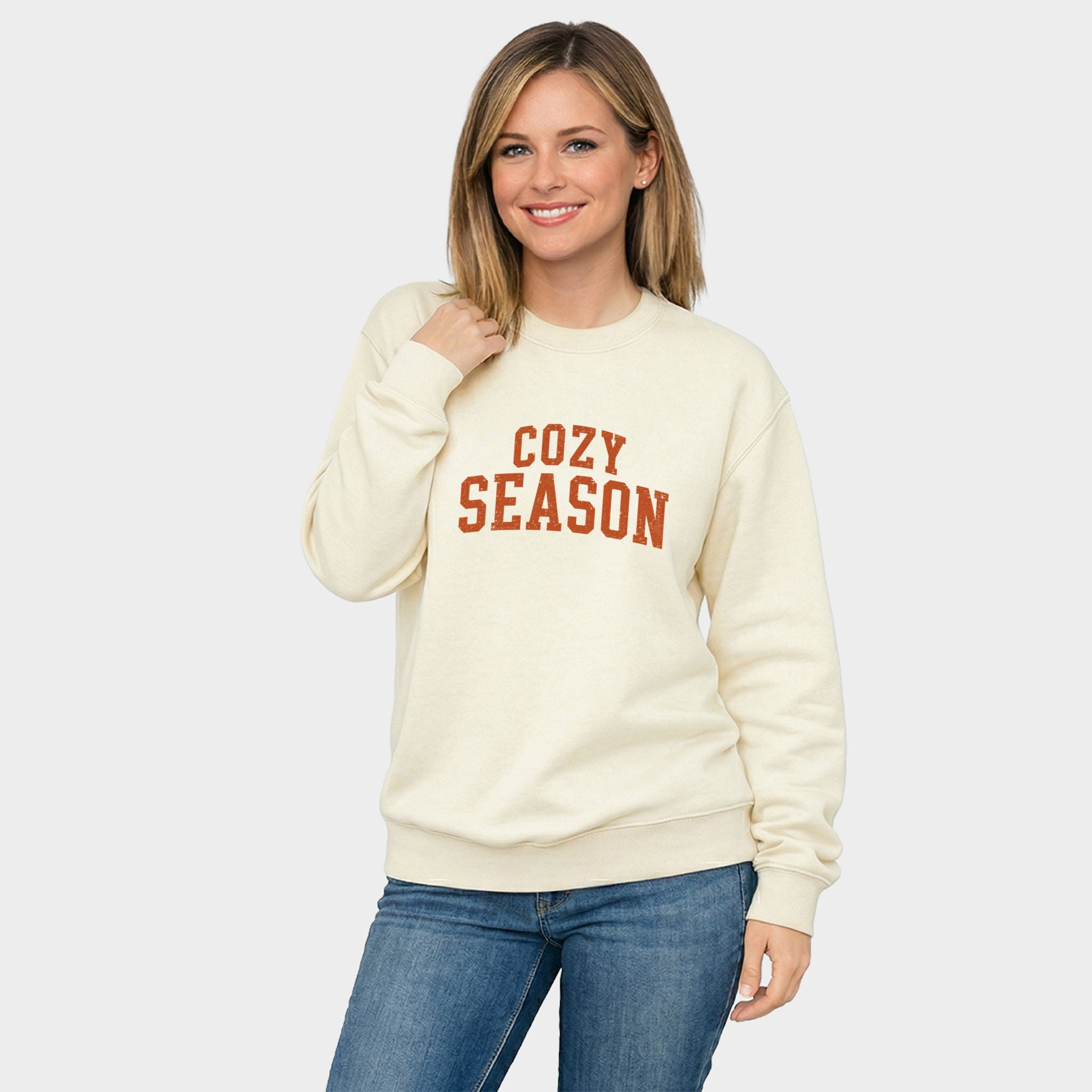 Cozy Season Curved Varsity Stack -  Women's Graphic Sweatshirt