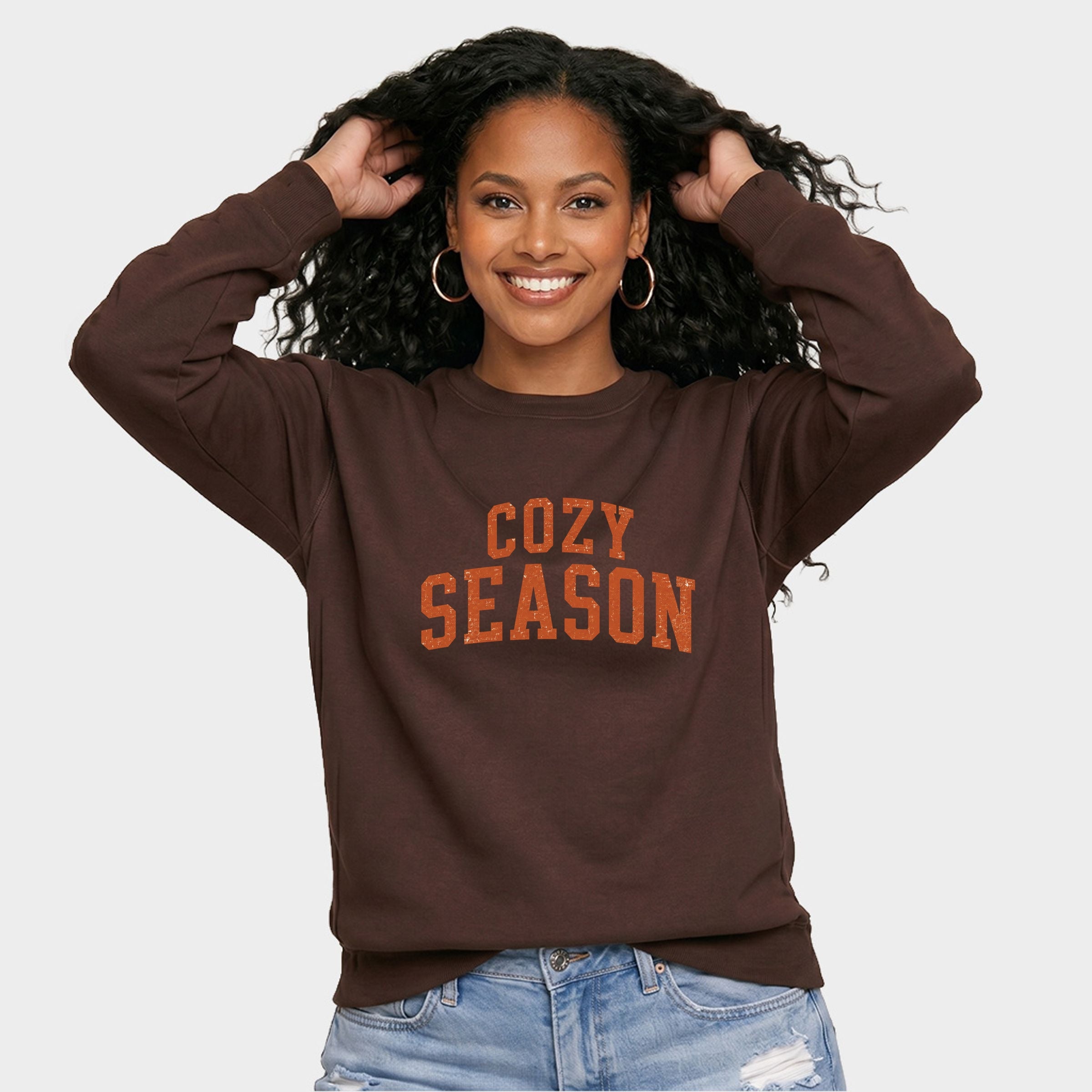 Cozy Season Curved Varsity Stack -  Women's Graphic Sweatshirt