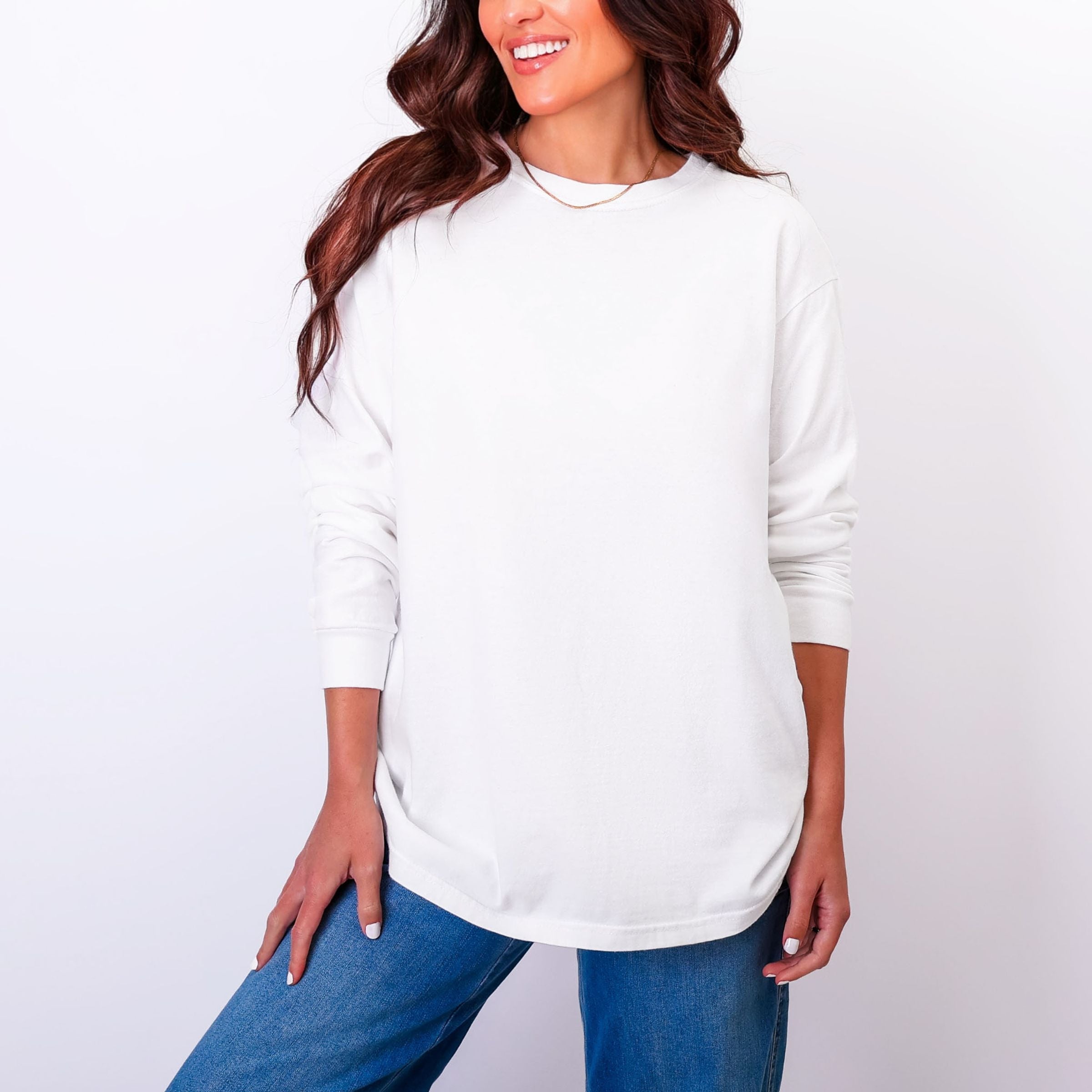 Cozy Season Coquette Stripes - Women's Garment Dyed Long Sleeve Graphic T-Shirt