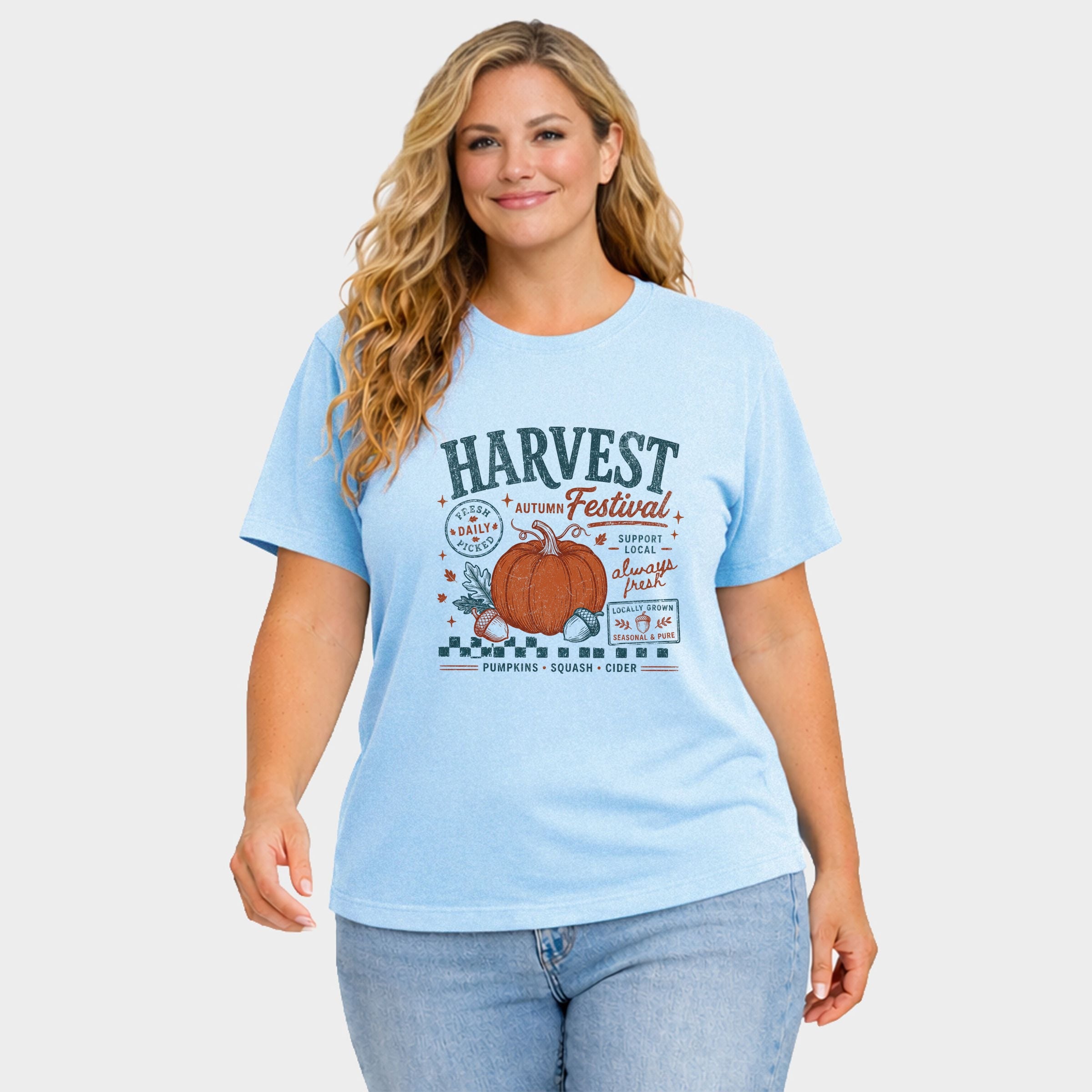 Autumn Harvest Festival - Women's Plus Sized Garment Dyed Graphic T-Shirt