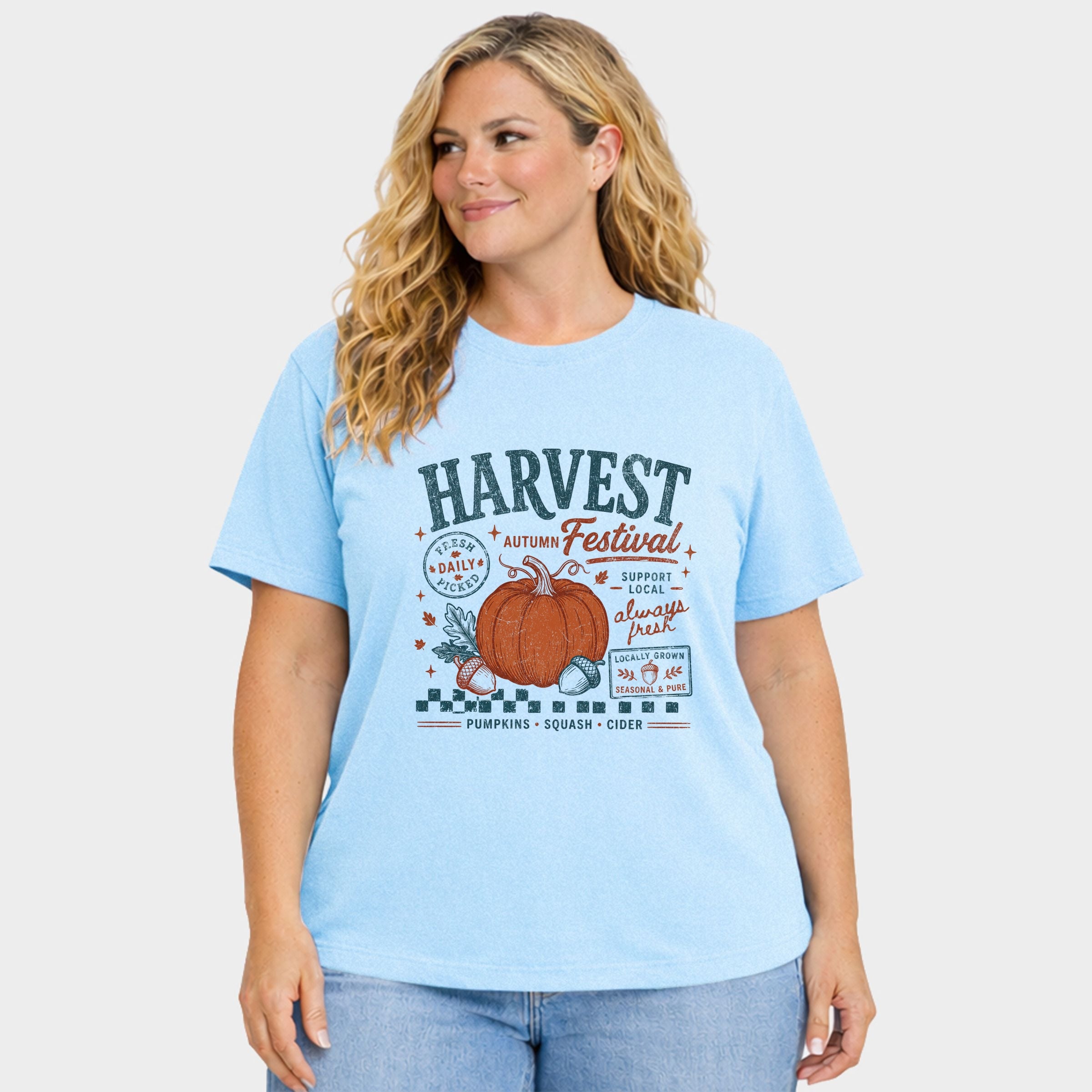 Autumn Harvest Festival - Women's Plus Sized Garment Dyed Graphic T-Shirt