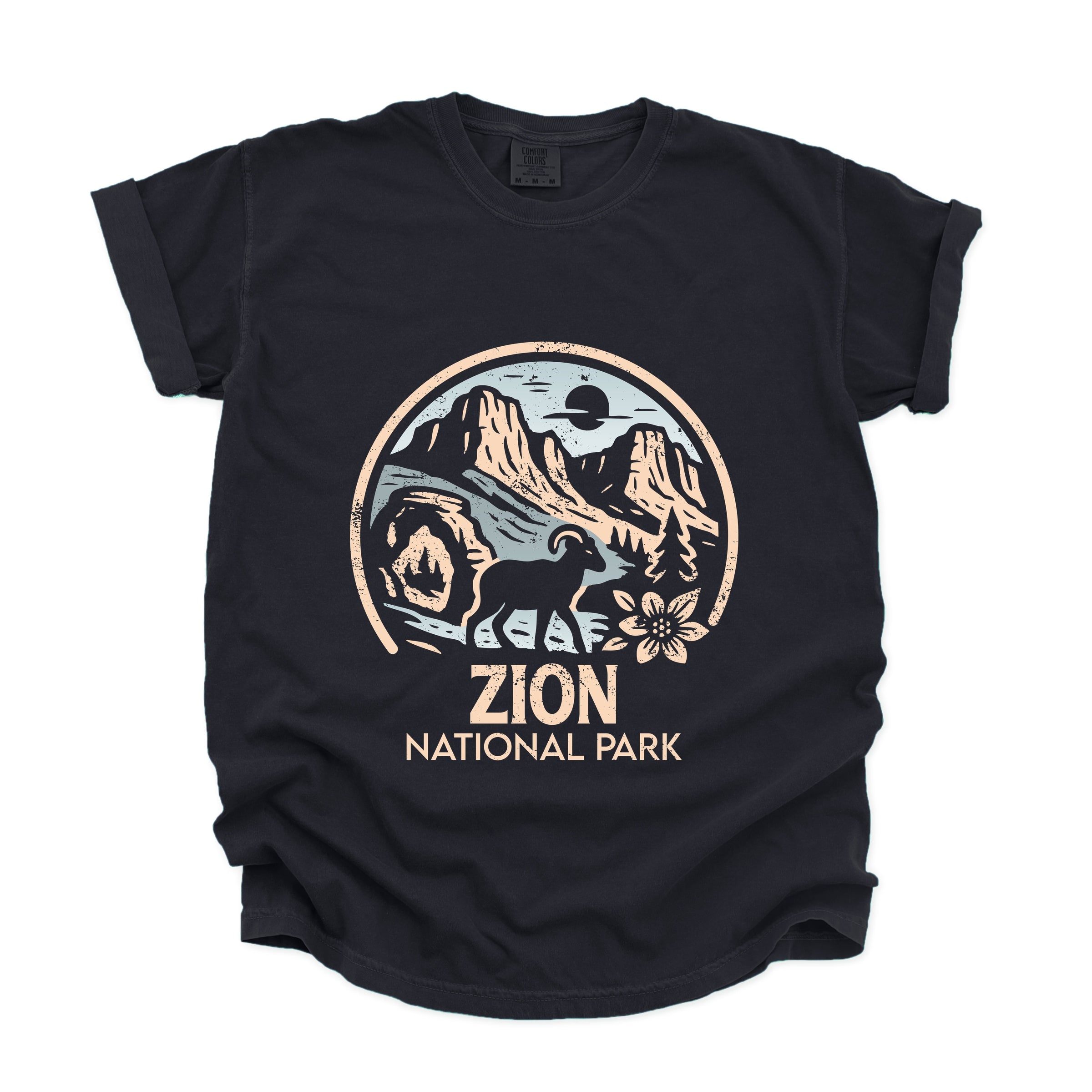 Zion National Park Two-Toned Circle - Women's Garment Dyed Graphic T-Shirt