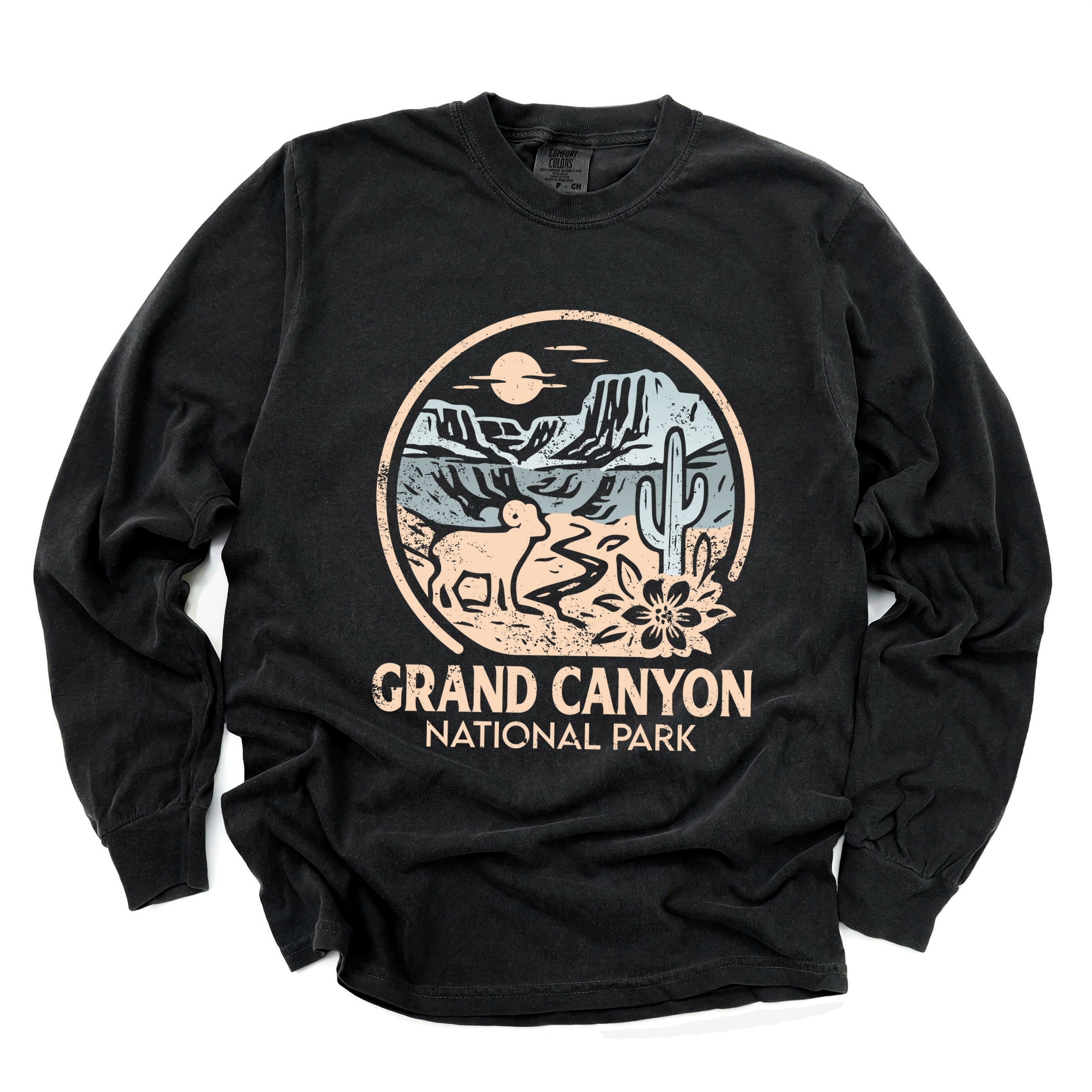 Grand Canyon National Park Two-Toned Circle - Women's Garment Dyed Long Sleeve Graphic T-Shirt