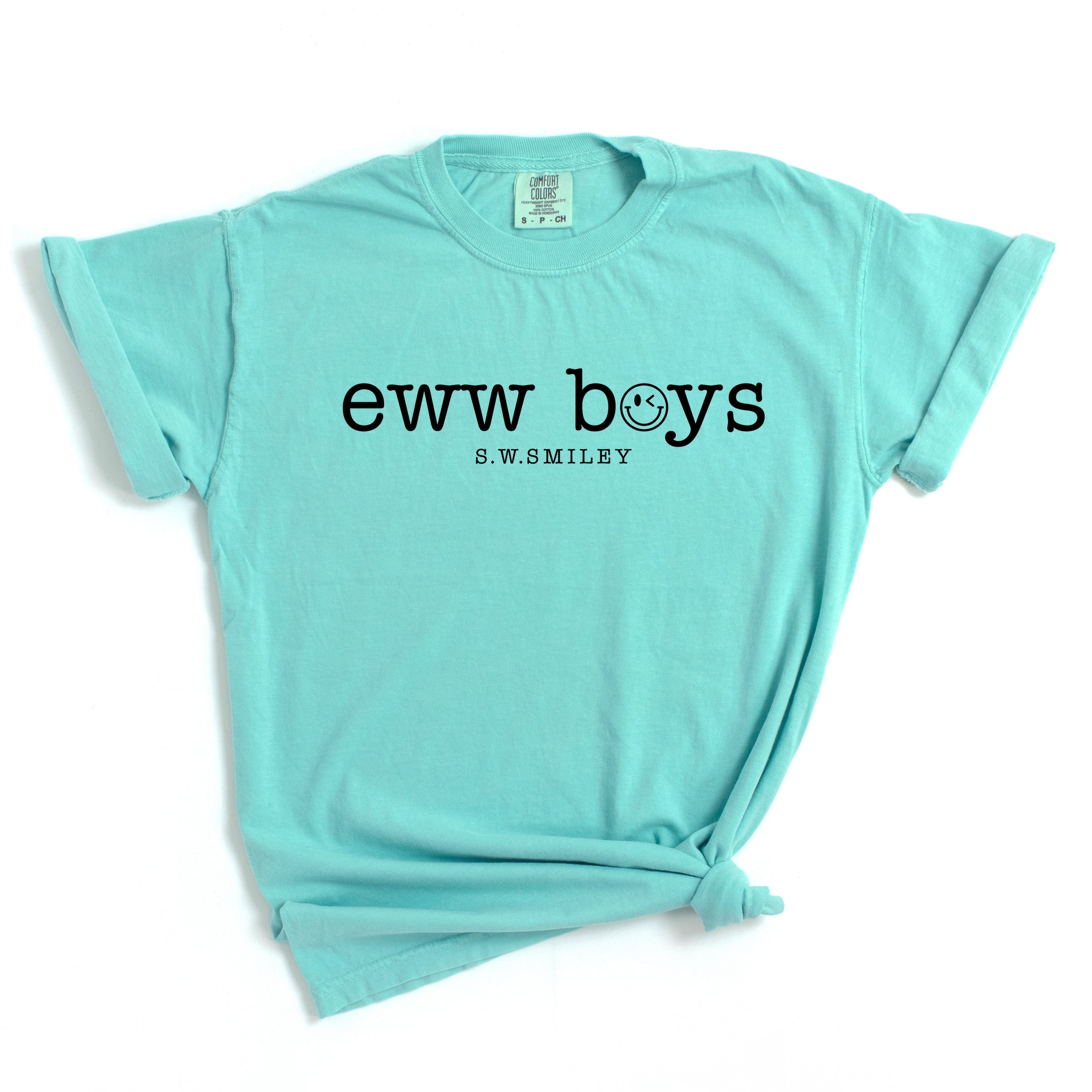 S.W.Smiley Eww Boys Typewriter - Women's Garment Dyed Graphic T-Shirt