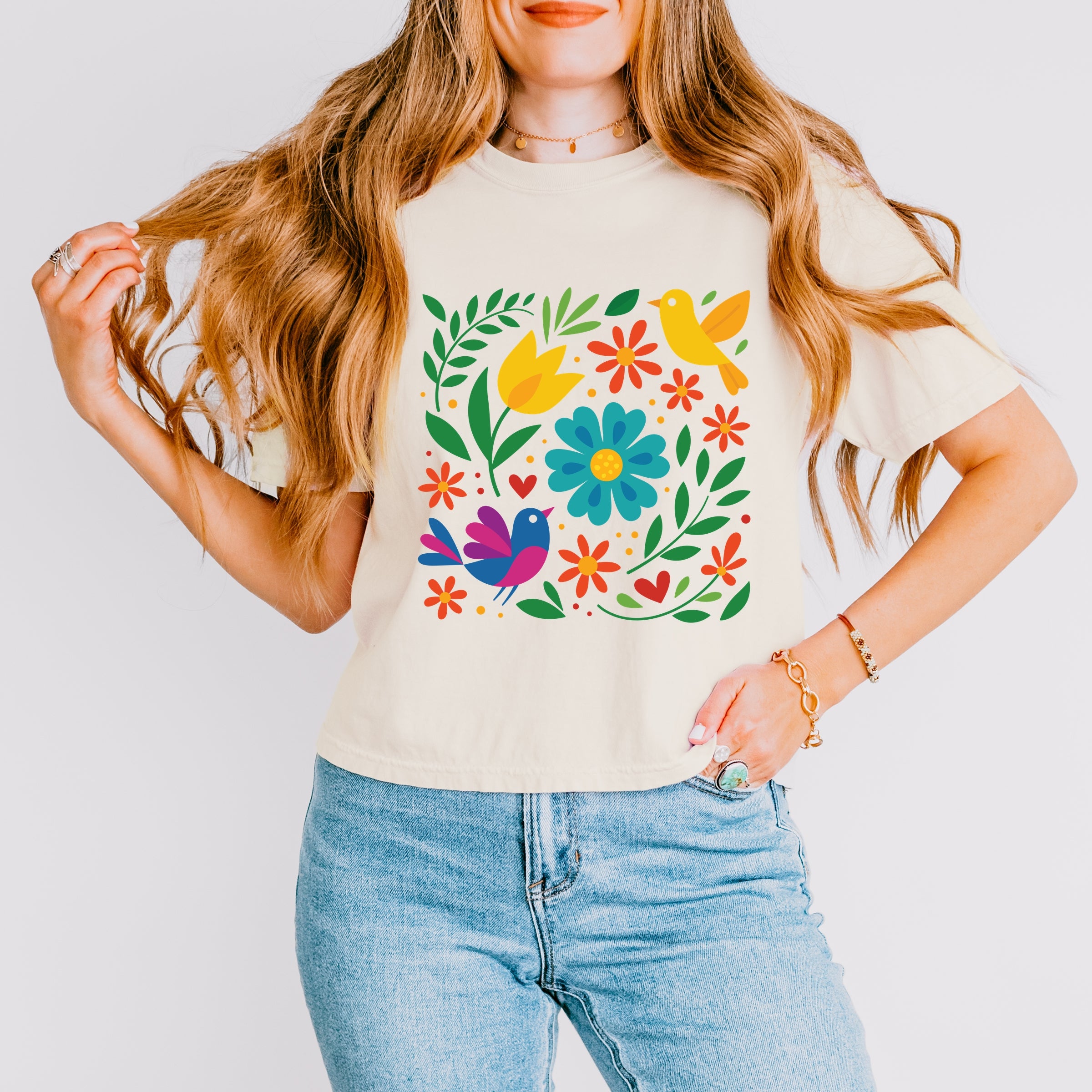 Hispanic Florals - Boxy Crop Top