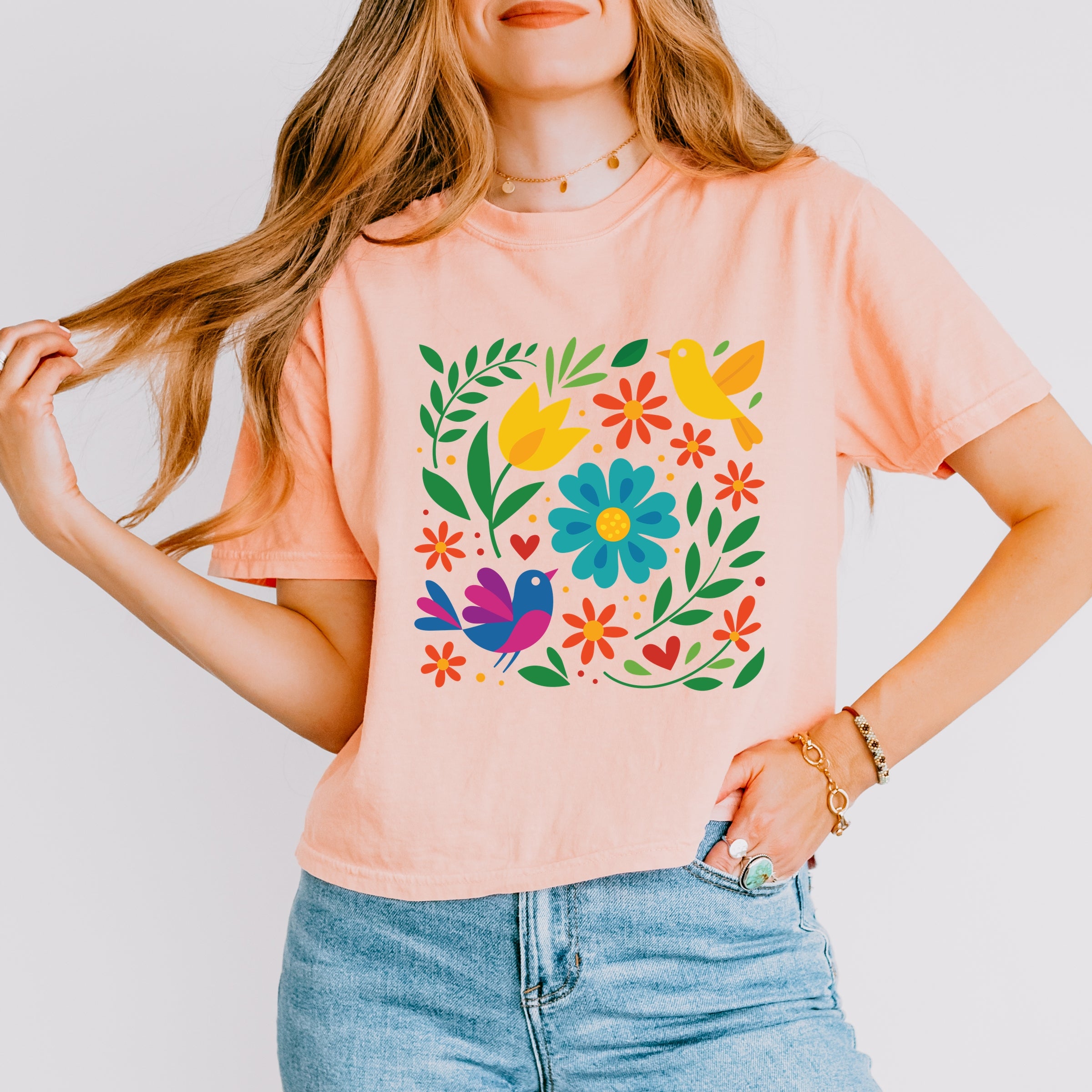 Hispanic Florals - Boxy Crop Top