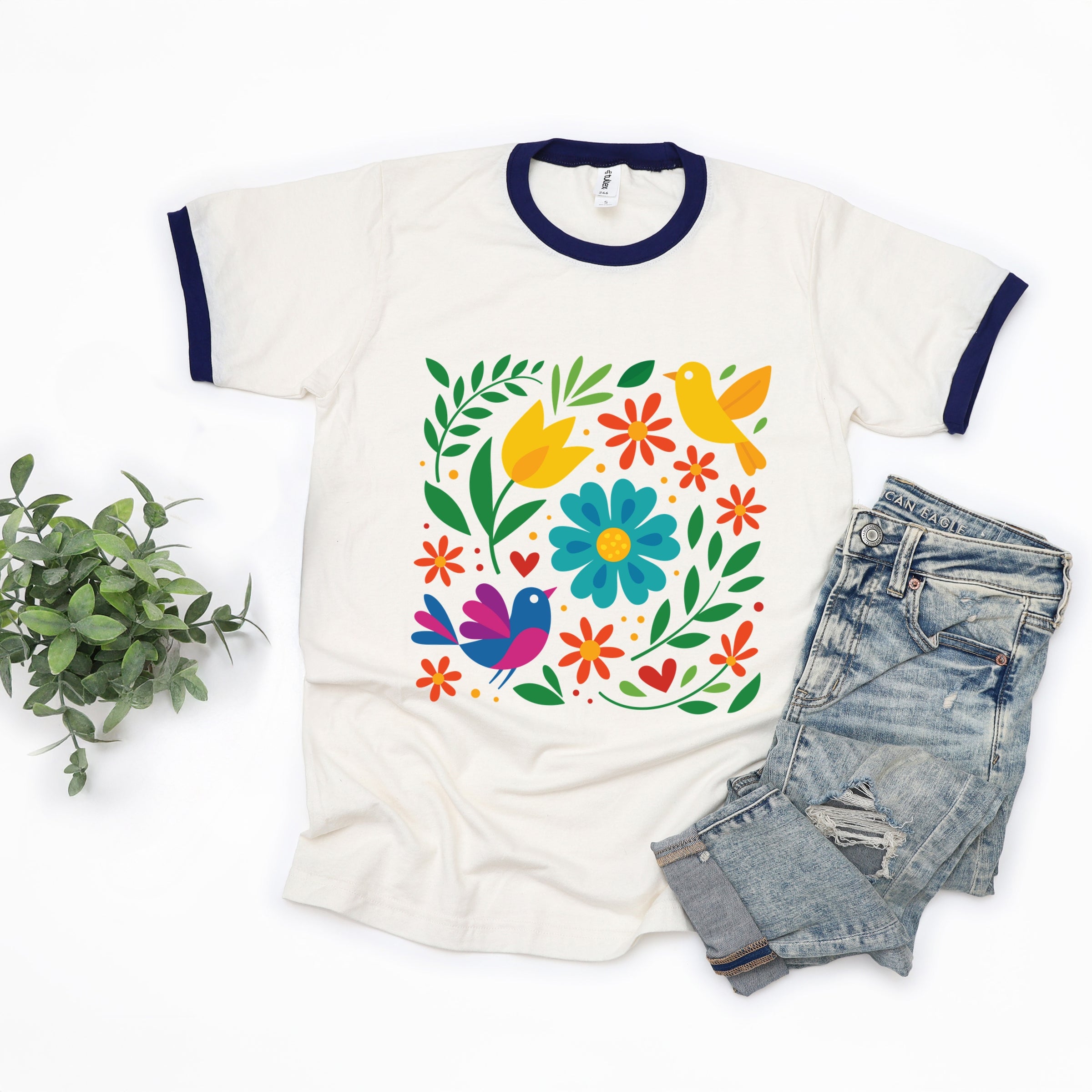 Hispanic Florals - Ringer Tee